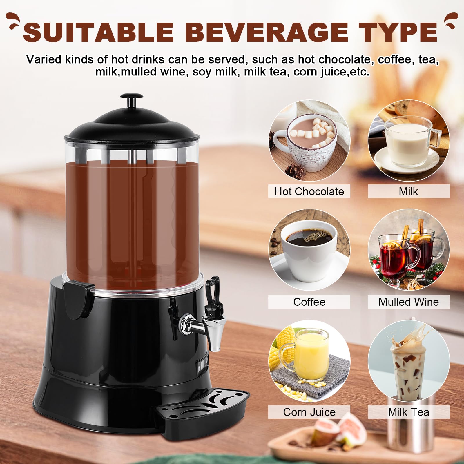 YUCHENGTECH 10L Commercial Hot Chocolate Maker Machine - Chocolate Dispenser & Warmer for Coffee, Milk Tea, Hot Beverages - CE Certified (220V) - Perfect for Cafes, Restaurants & Events