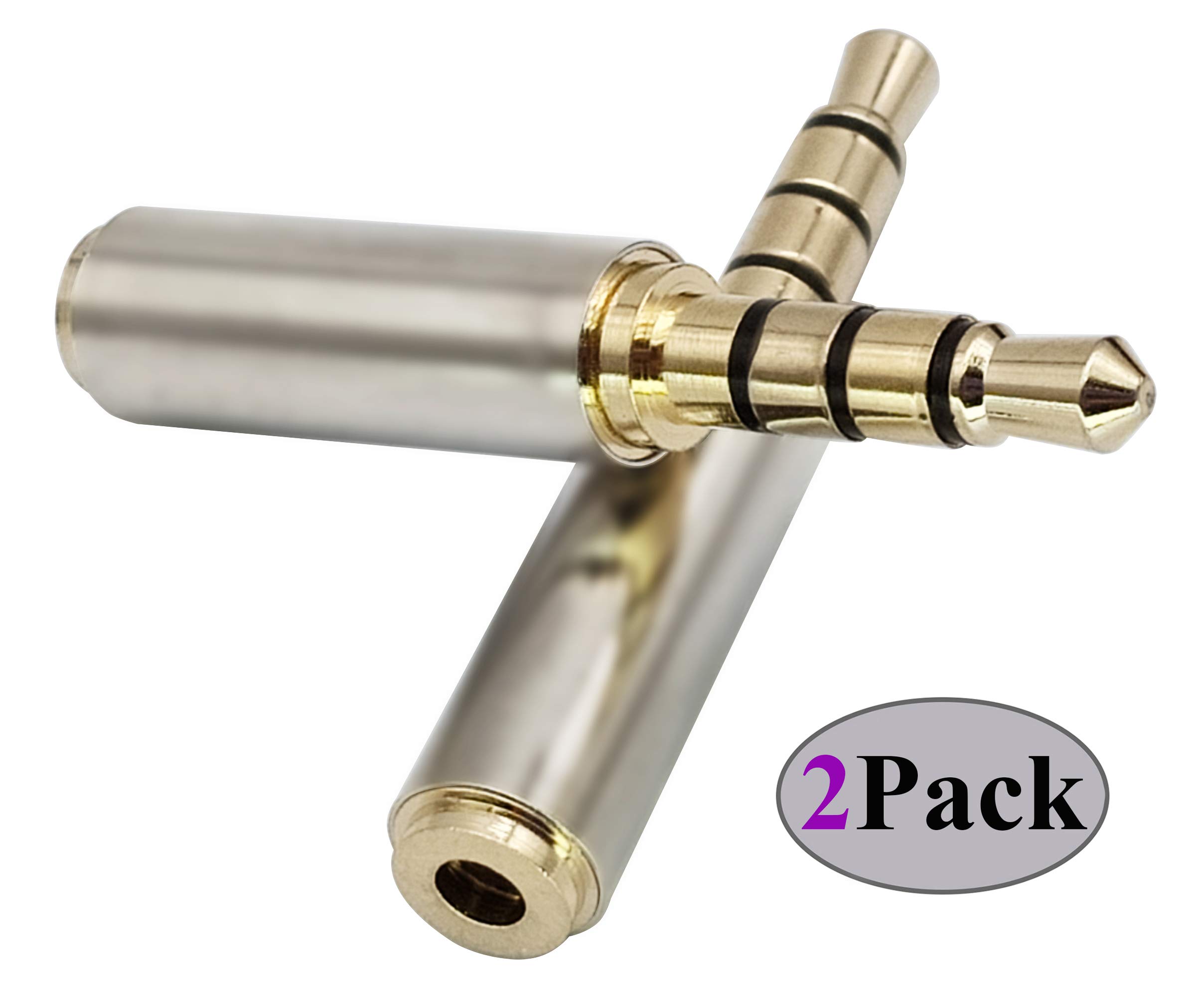 3.5mm to 2.5mm Headphone Adapter - 4-Pole Male to Female Stereo Audio Converter - Metal Shell - Compatible with Headset, Earphone, Microphone (2 Pack) - Perfect for Gaming, Music, and Professional Audio Equipment
