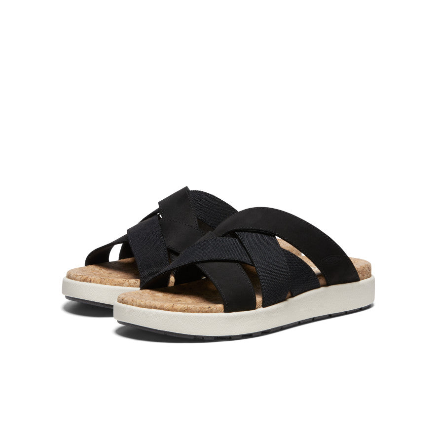 Women's Elle Mixed Slide Sandals - Black/Birch Color | Comfortable Summer Slides for Beach, Pool & Casual Wear
