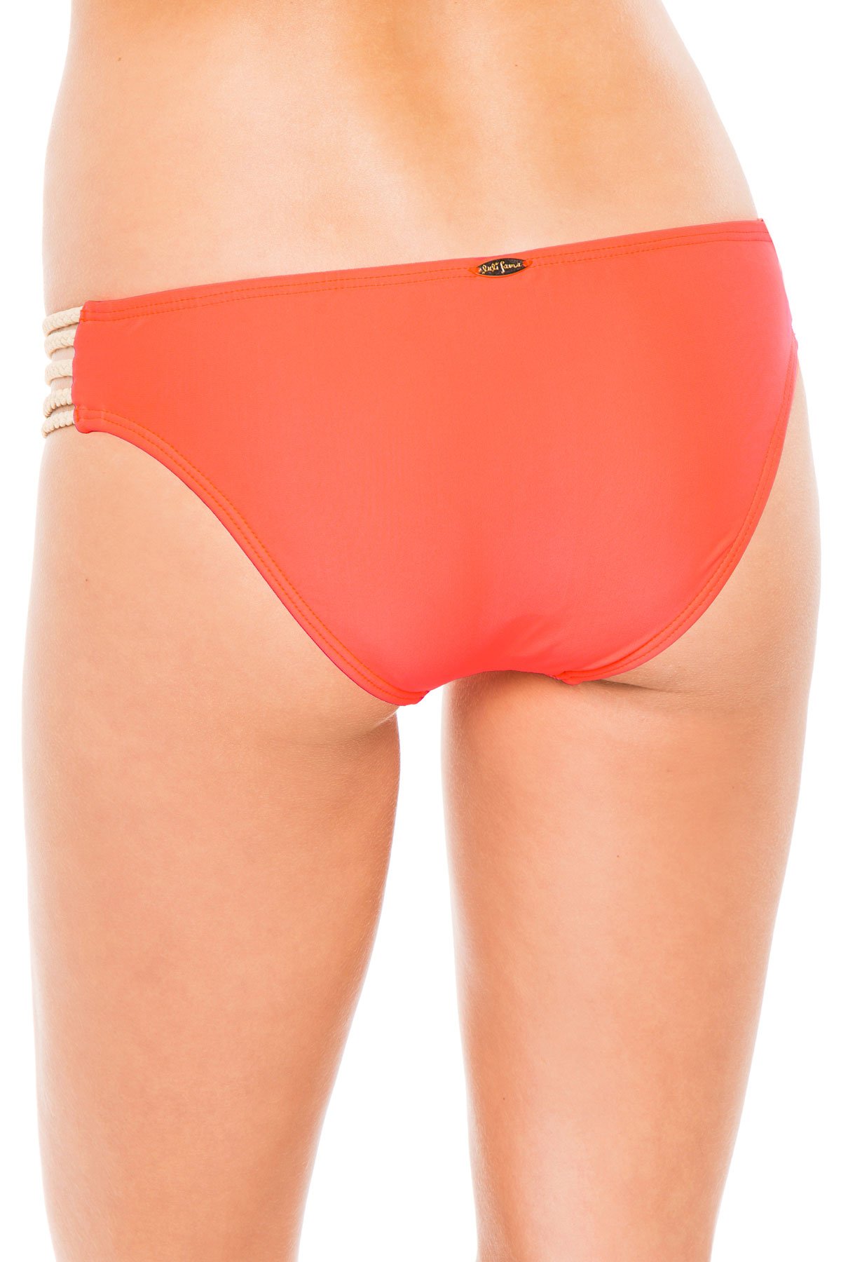 Luli Fama Women's Flamingo Print High-Waisted Bikini Bottom - Adjustable Braided Side Ties for Beach, Pool & Vacation Swimwear