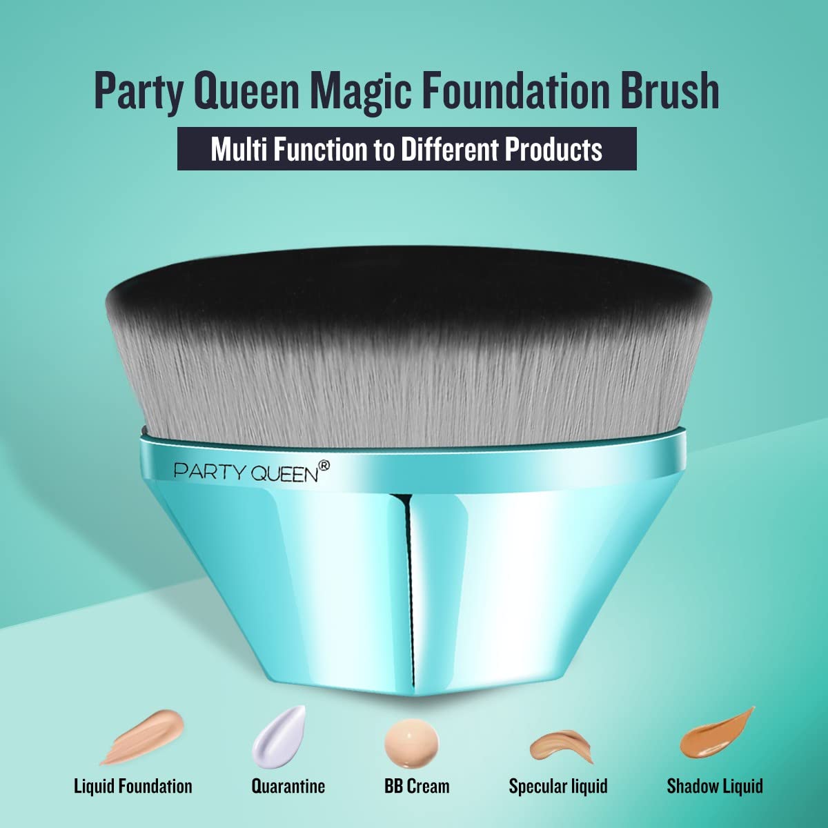 Professional Party Queen Foundation Makeup Brush Set - Flawless Kabuki Face Brush for Powder, Liquid & Cream Cosmetics | Portable Travel Case | Perfect for Bridal, Photo Shoots & Daily Makeup (Green)