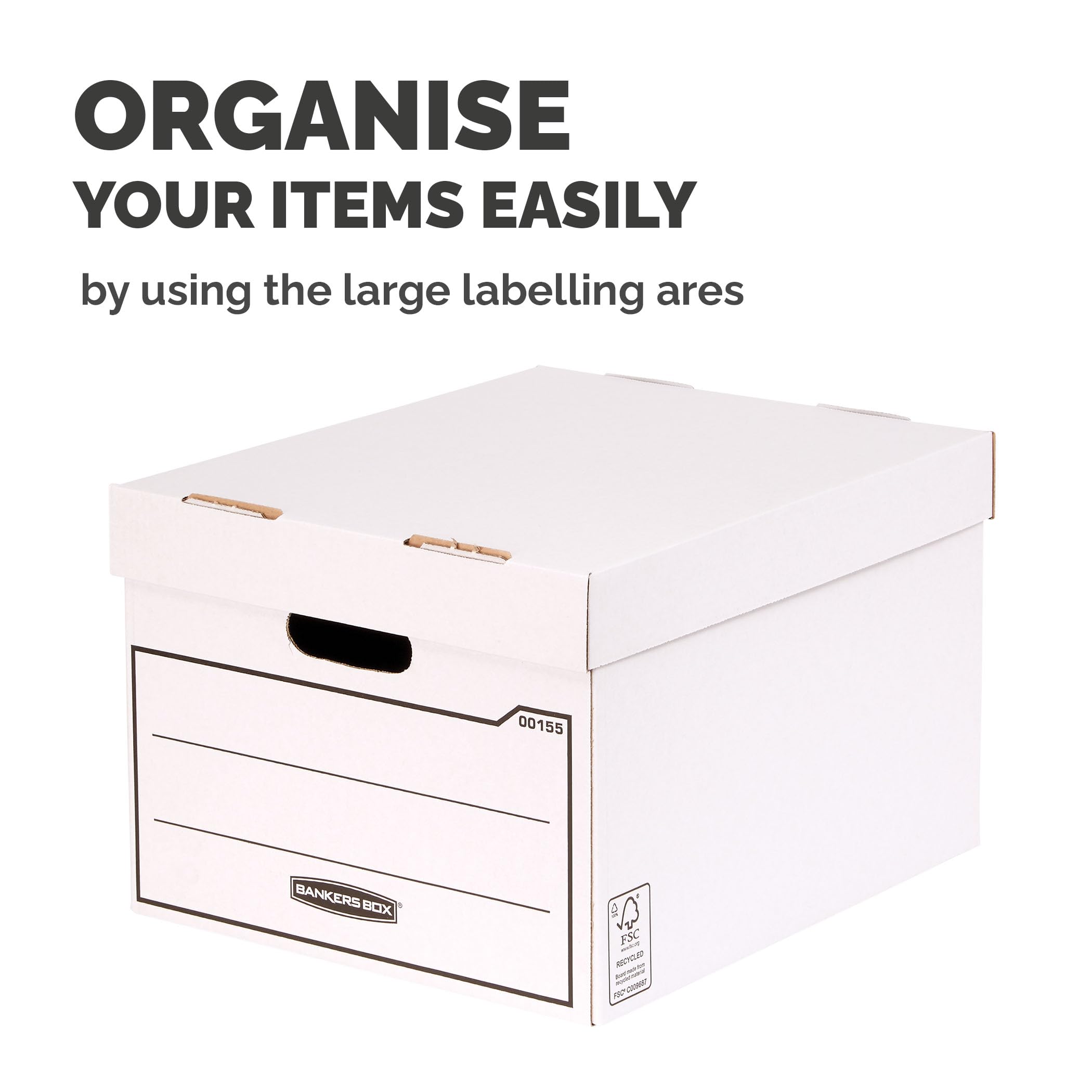 10 Heavy Duty Bankers Boxes with Lids - Durable Storage for Office & Moving (32x26x39cm)
