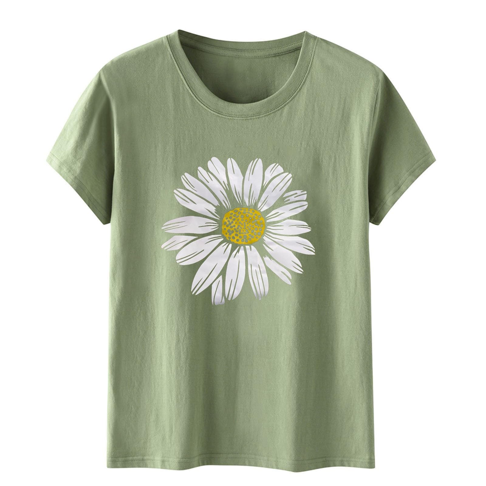 Women's Sunflower Graphic T-Shirt - Cute Floral Print Loose Fit Crew Neck Short Sleeve Casual Top for Summer | Perfect for Beach Outings, Picnics & Everyday Wear