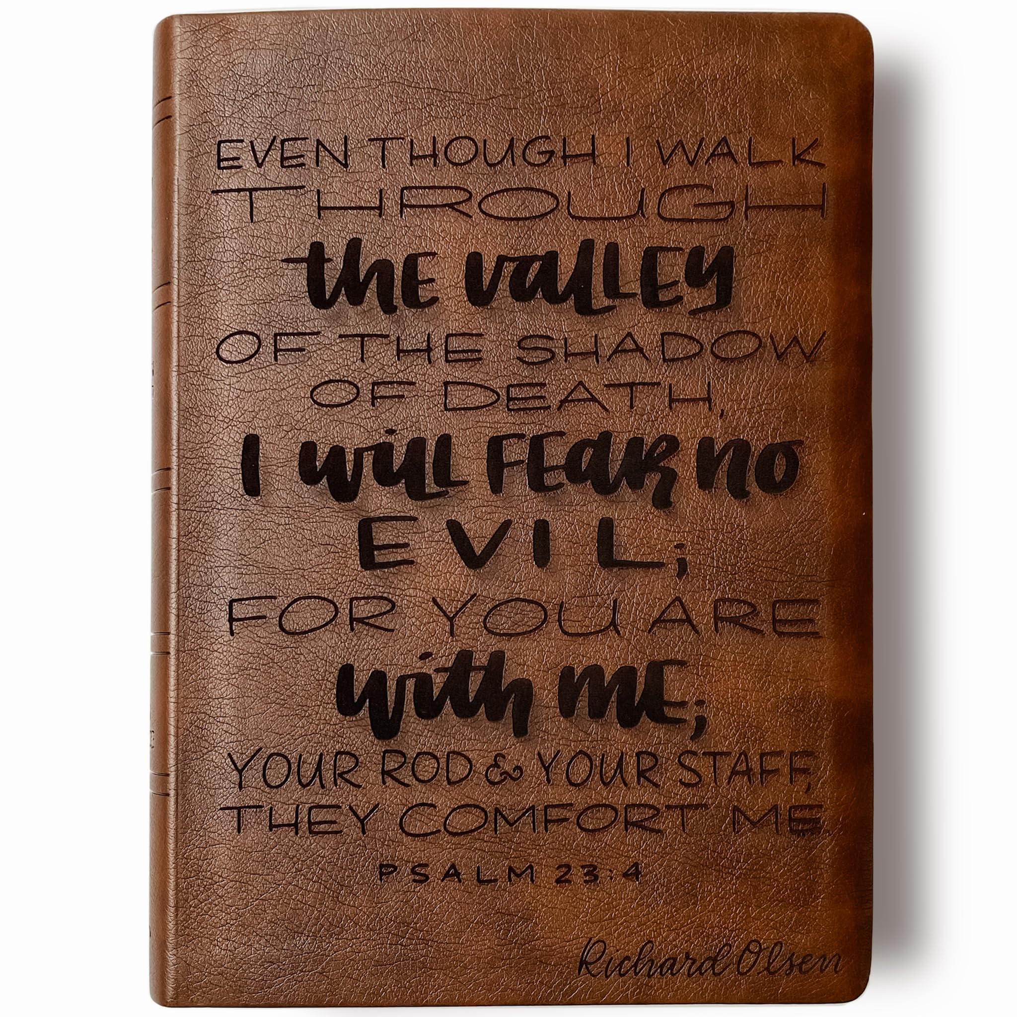 NASB 2020 Large Print Bible - Hand Lettered & Laser Engraved Reference Bible with Brown Faux Leather Cover | Personalized Name Engraving Available | Perfect for Church, Bible Study & Gift Giving