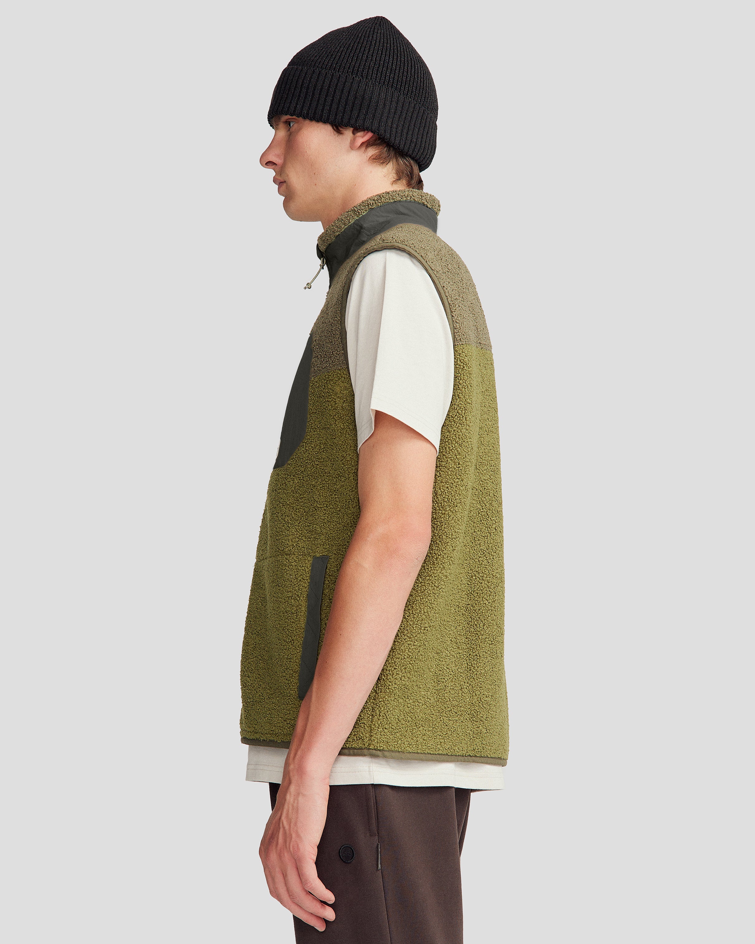 Co Z High Pile Fleece Men's Vest - Light Moss/Dark Fern - Warm Winter Layering for Outdoor Activities & Casual Wear