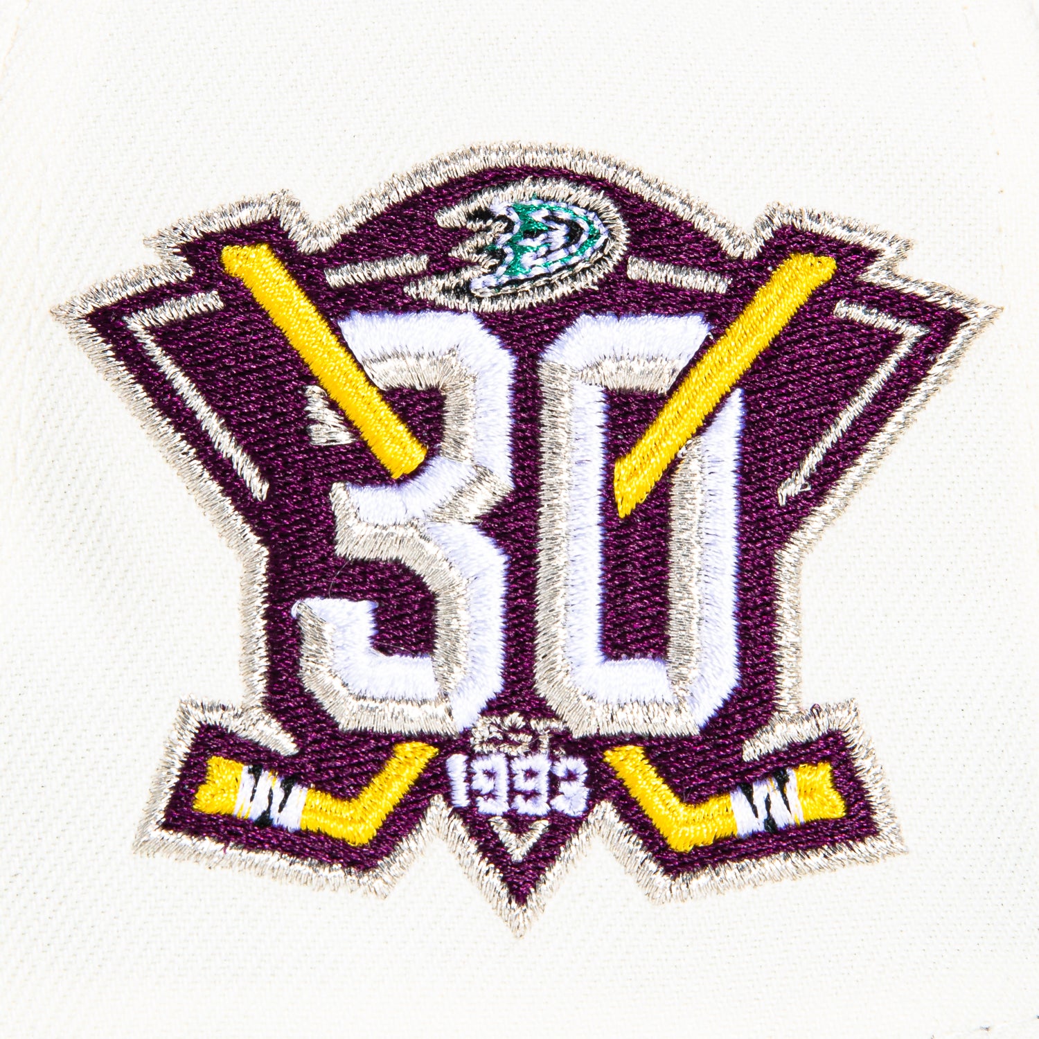 New Era 59Fifty Anaheim Ducks 30th Anniversary Patch Snapback Hat - White & Teal - Official NHL Hockey Cap for Fans & Collectors - Perfect for Games, Tailgating & Sports Events