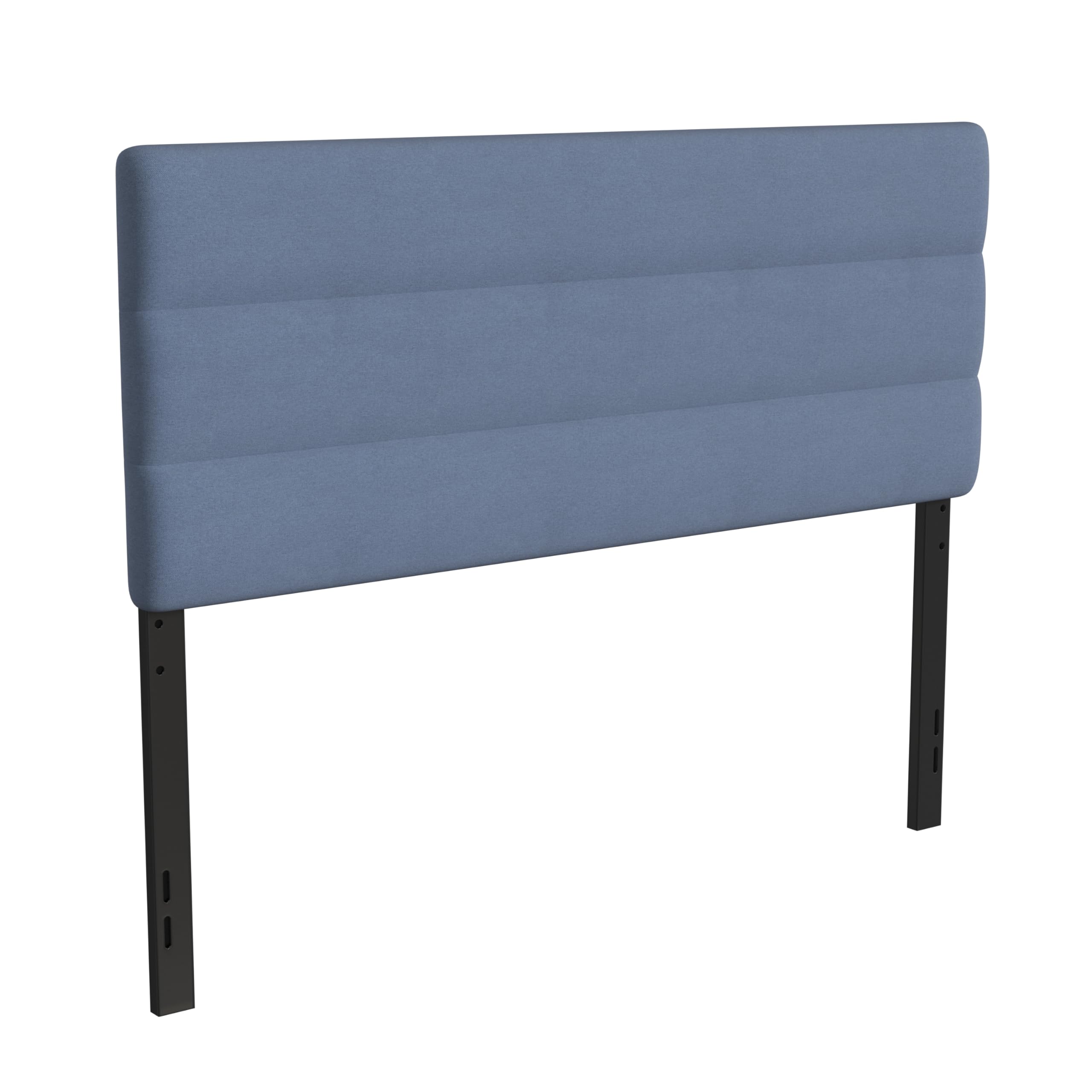 Merrick Lane Coppola Upholstered Queen Size Headboard - Blue Button Tufted Fabric with Metal Adjustable Legs - Fits Standard Bed Frames - Perfect for Master Bedrooms & Guest Rooms