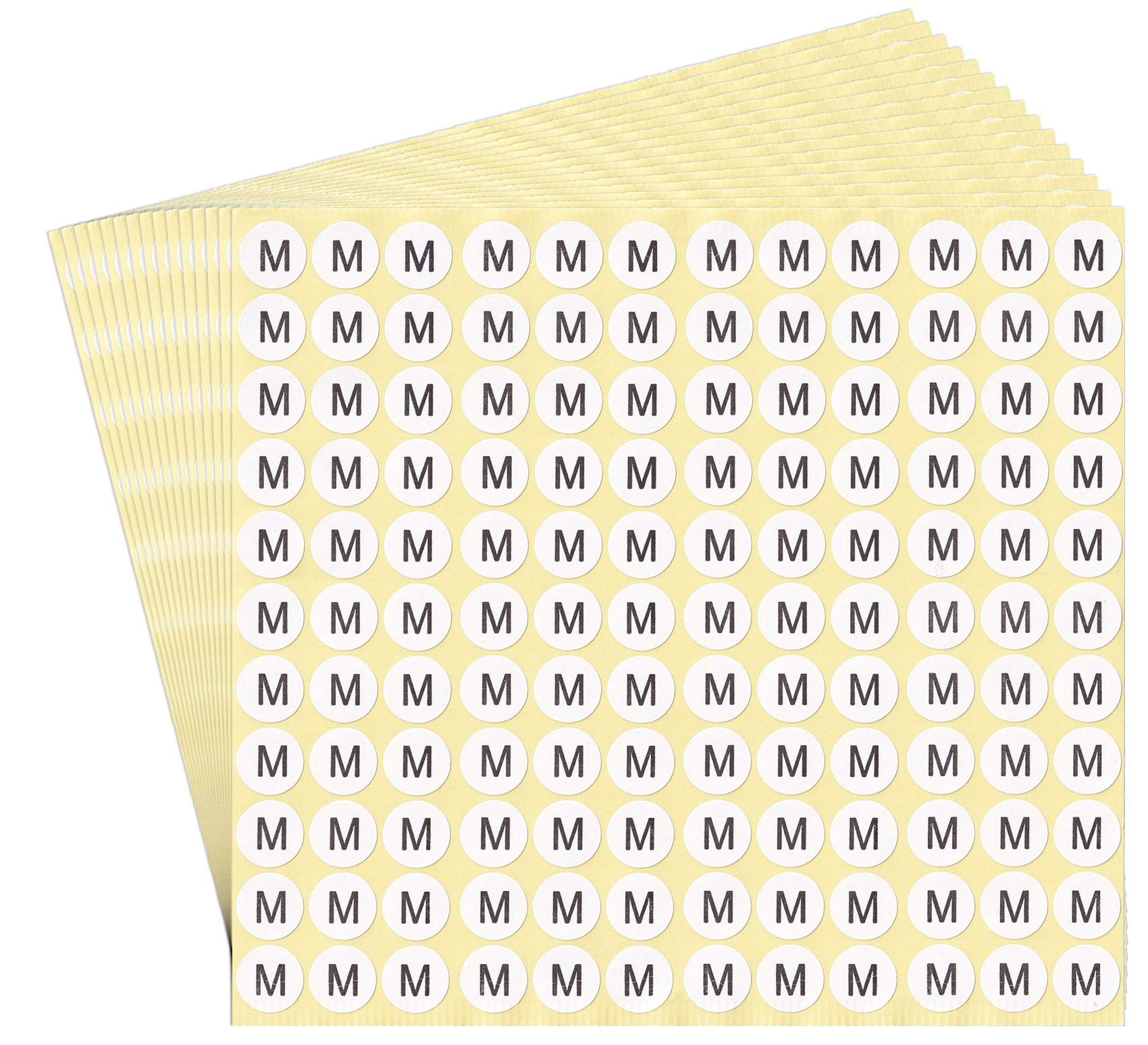 DealzEpic - Alphabet Stickers Letter M - 15 Sheets Small Round Self-Adhesive Paper Labels for Scrapbooking, DIY Crafts & Organizing