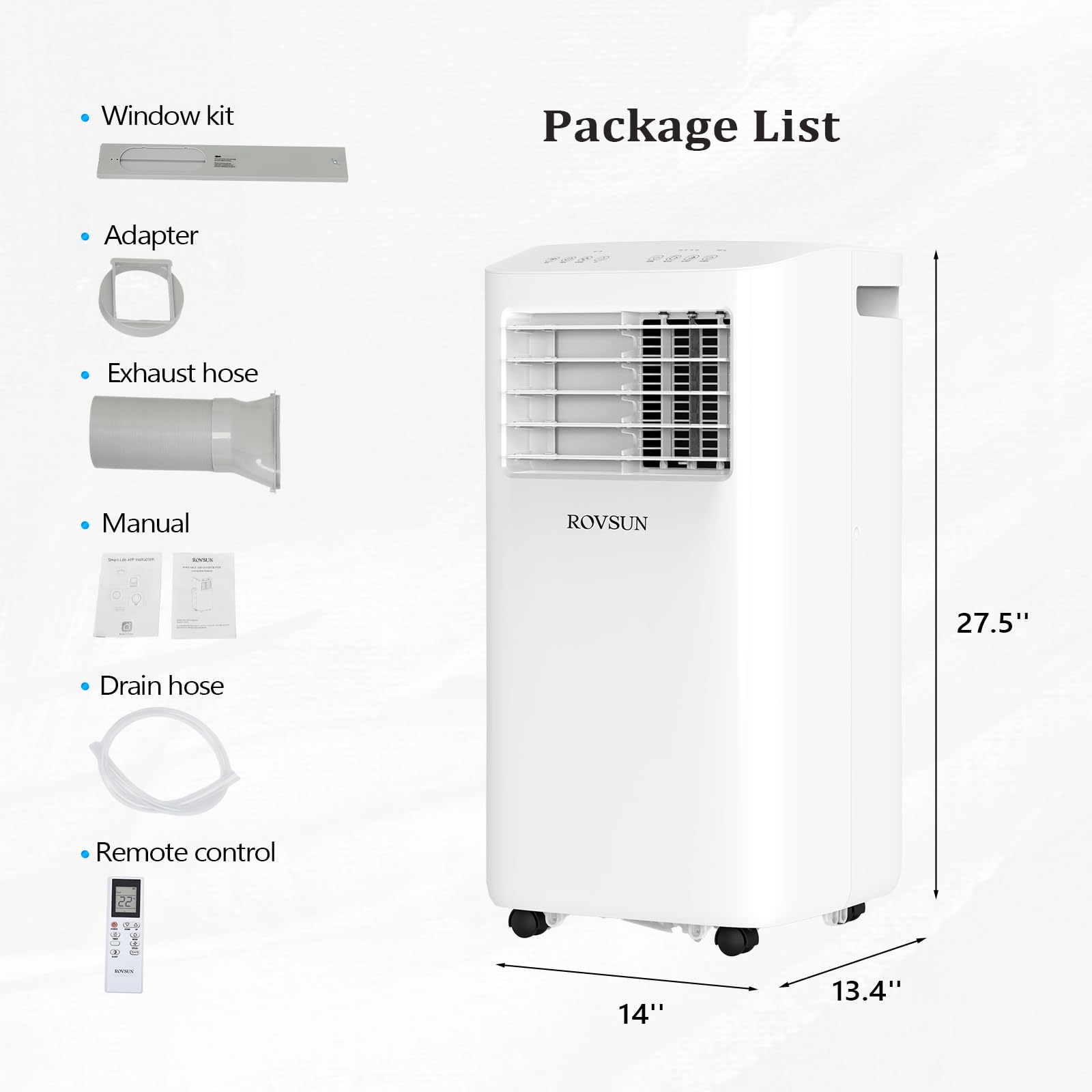 ROVSUN 10000 BTU Portable Air Conditioner Heater Combo - 4-in-1 AC Unit with Remote, Fan & Dehumidifier - Digital Display & Timer - Perfect for Home, Office, Dorm, Bedroom & Small Spaces - Easy Installation Kit Included
