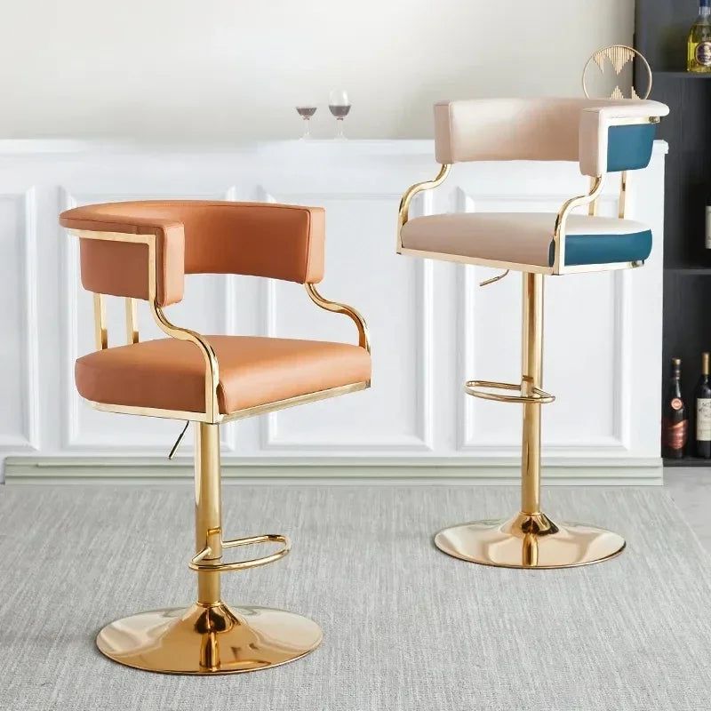 Swivel Leather Bar Stools - Height Adjustable Kitchen Counter Stools for Dining Room, Bar & Home Decor