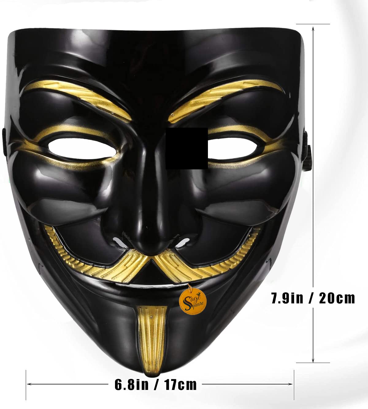 V for Vendetta Anonymous VIP Edition Face Mask Set of 5 - Sage Square, Black, White, Red, Green & Pink Fawkes Masks - Perfect Fit for Cosplay, Halloween, Protests & Movie-Themed Events