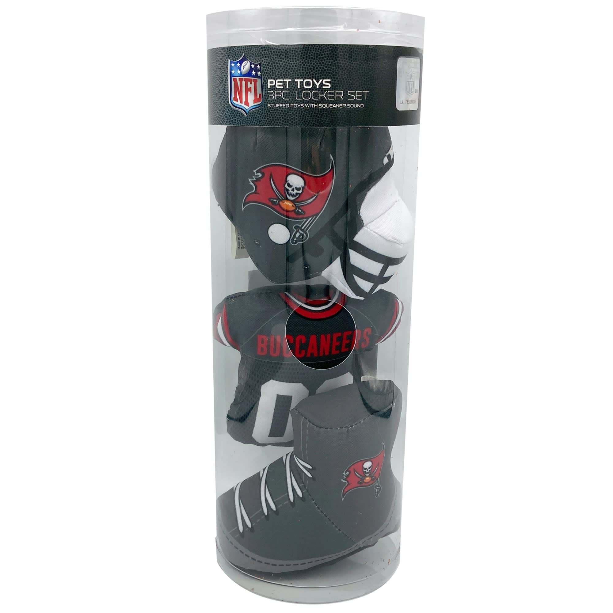**NFL Tampa Bay Buccaneers Dog & Cat Toy Set - Chewable Squeaker Football Pet Toys (Helmet, Jersey, Cleats) for Playtime & Training - Perfect for Game Day & Team Spirit**