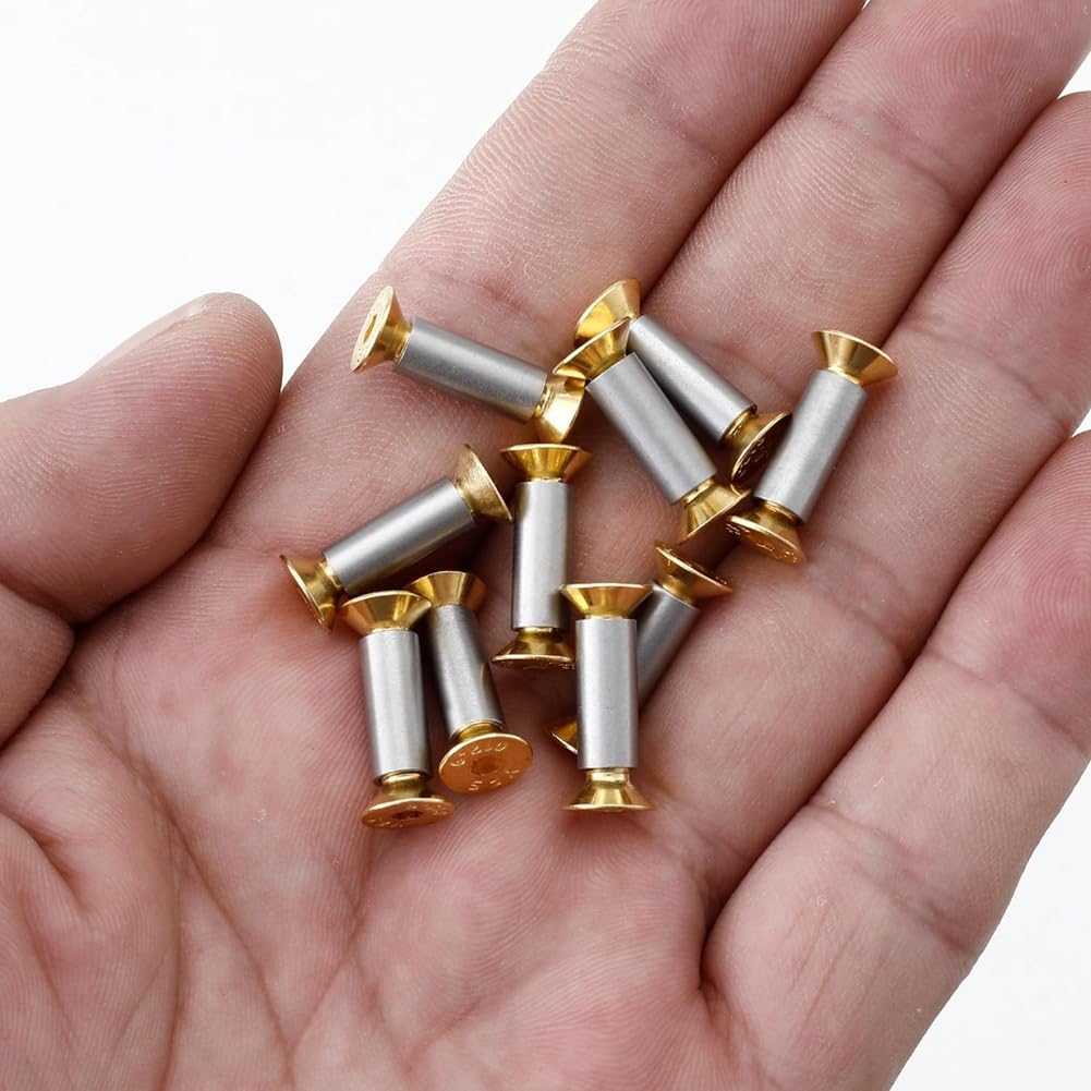 10 Pack Gold Hex Flat Knife Handle Screws Rivets Bolts Fasteners - Premium Knife Making Hardware for DIY, Repair & Custom Knives (Ideal for Knife Makers, Woodworking & Tool Maintenance)