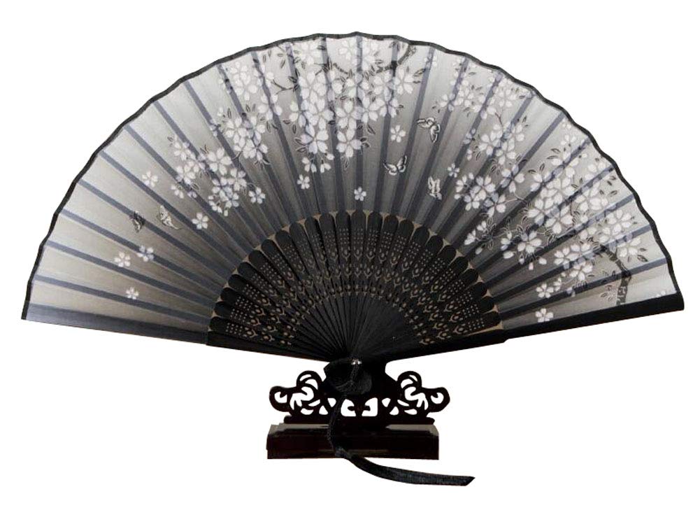 Vintage Folding Hand Fan for Women - Portable Bamboo Summer Cooling Fan with Floral Design - Perfect for Beach, Wedding, and Outdoor Activities
