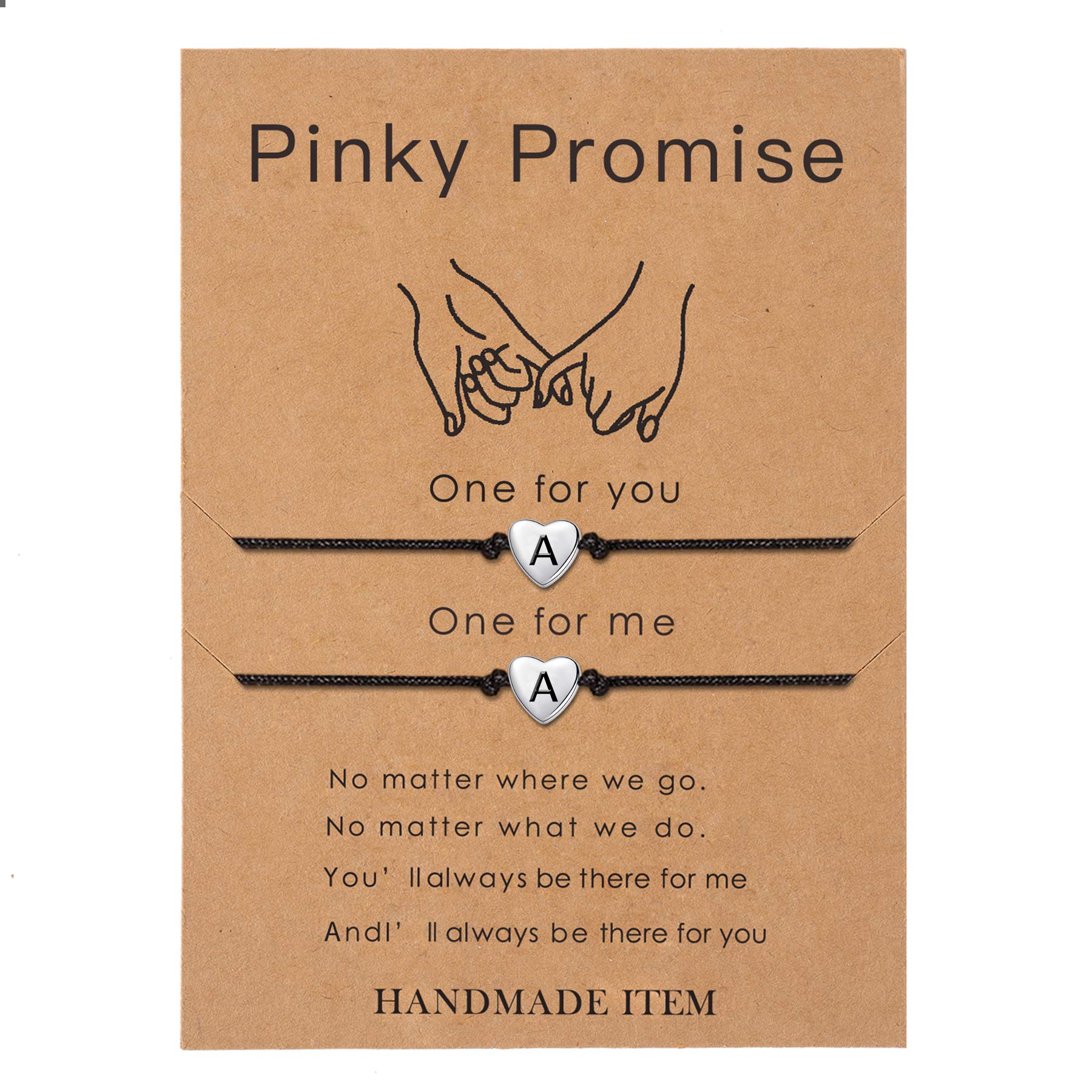Pinky Promise Bracelets for Couples - Matching Friendship Bracelets with 26 Alphabet Letters - Best Long Distance Relationship Gifts for Her, Graduation Gifts (2 Pieces) - Perfect for Anniversaries, Valentine's Day & Special Occasions