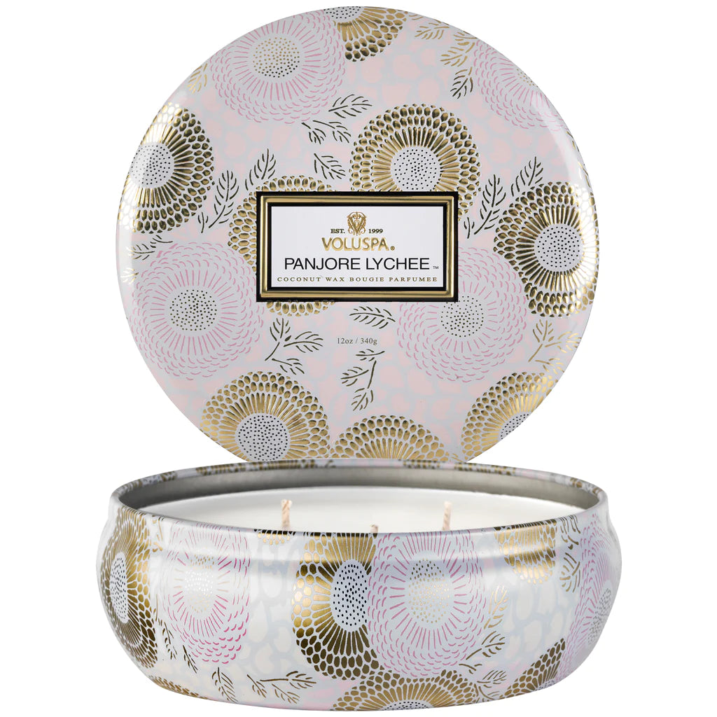 3 Wick Scented Candle - Panjore Lychee Fragrance | Long Lasting Aromatherapy Candles for Home, Yoga & Relaxation | Perfect for Gifts, Bedroom & Bathroom Decor