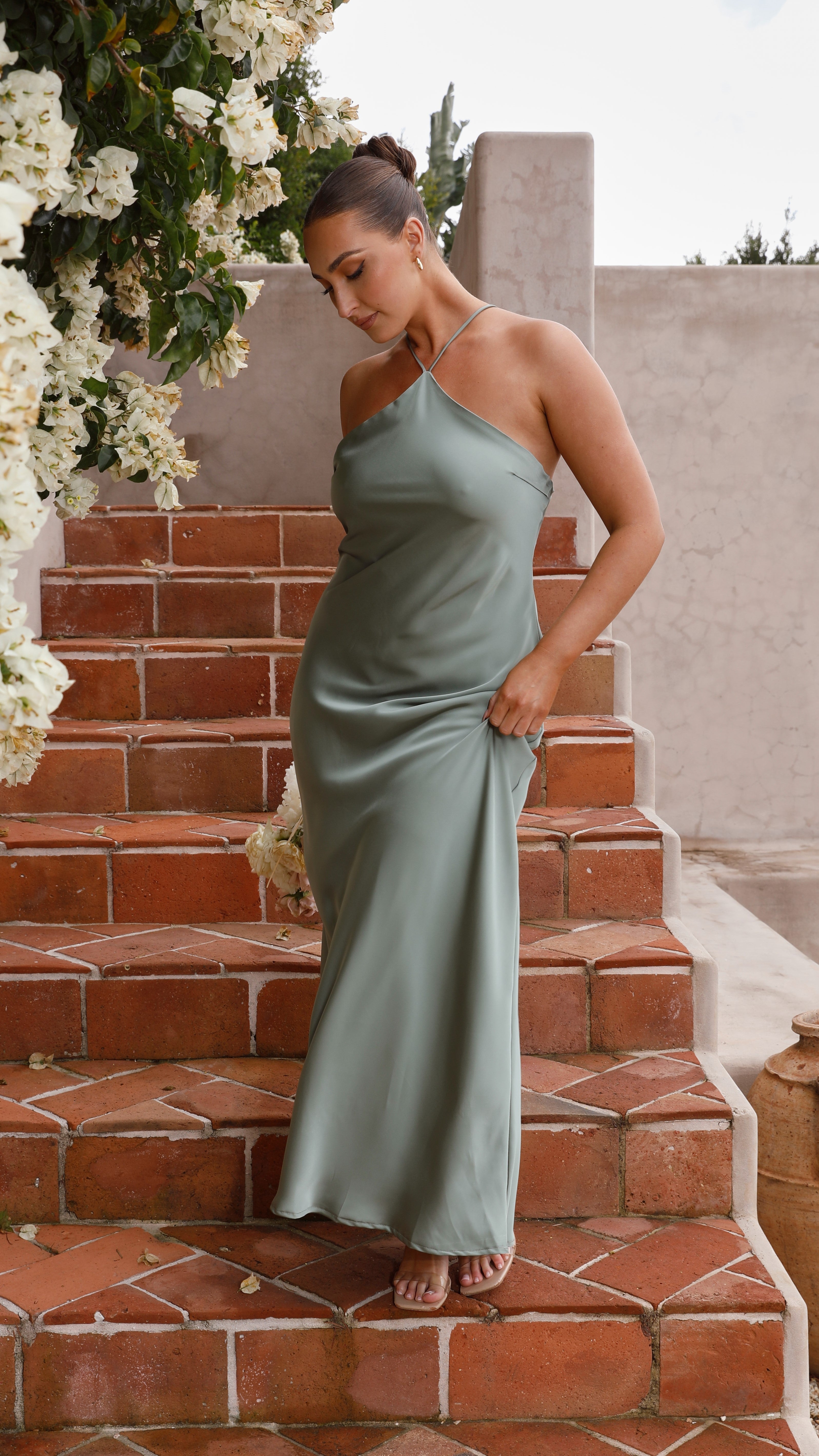 Chiara Maxi Dress for Women - Elegant Long Flowy Green Dress for Summer, Beach, and Casual Outings