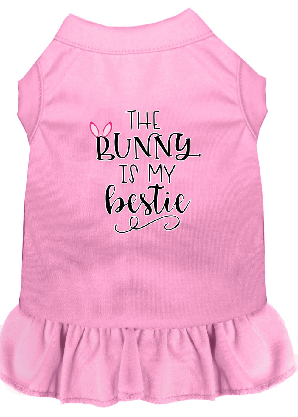 Bunny is My Bestie Screen Print Dog Dress - Cute Pet Clothes in Multiple Colors for Small & Medium Dogs - Perfect for Easter, Spring Outfits & Photo Shoots