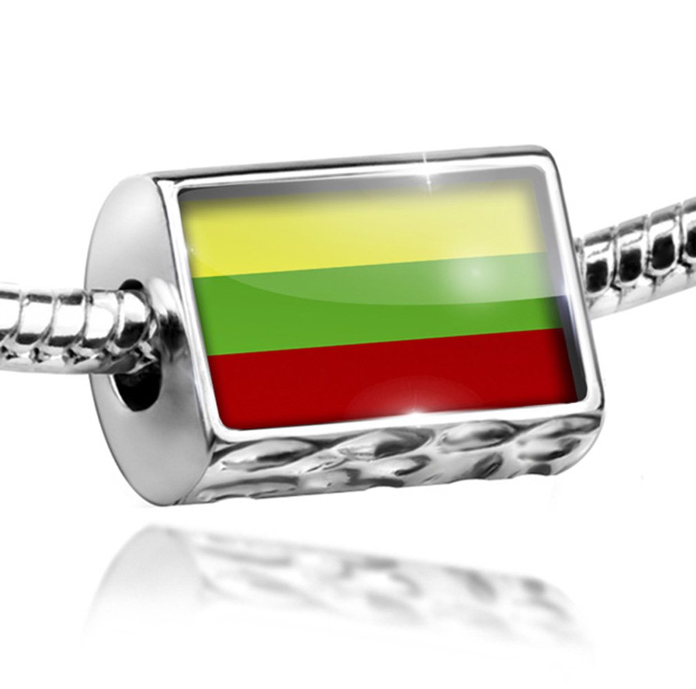 Charm Lithuania Flag Bead - Compatible with All European Bracelets | Perfect for National Pride, Travel Souvenirs & Jewelry Making