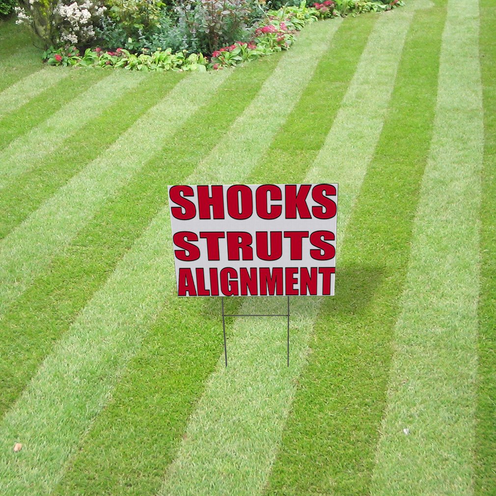 Premium Weatherproof Yard Sign - 18x12 Inches Double-Sided Print for Auto Repairs & Shocks/Struts Alignment | Durable Lawn & Garden Signage for Car Shops & Mechanic Advertising