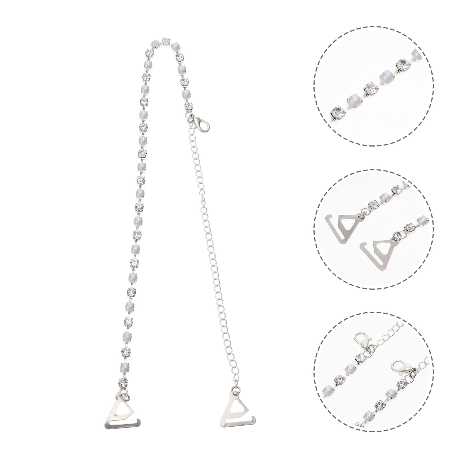 VALICLUD 3 Pairs Rhinestone Bra Straps - Sparkly Bling Diamond Underwear Straps for Dresses, Pearl Bra Strap Holders | Perfect for Weddings, Parties & Special Occasions