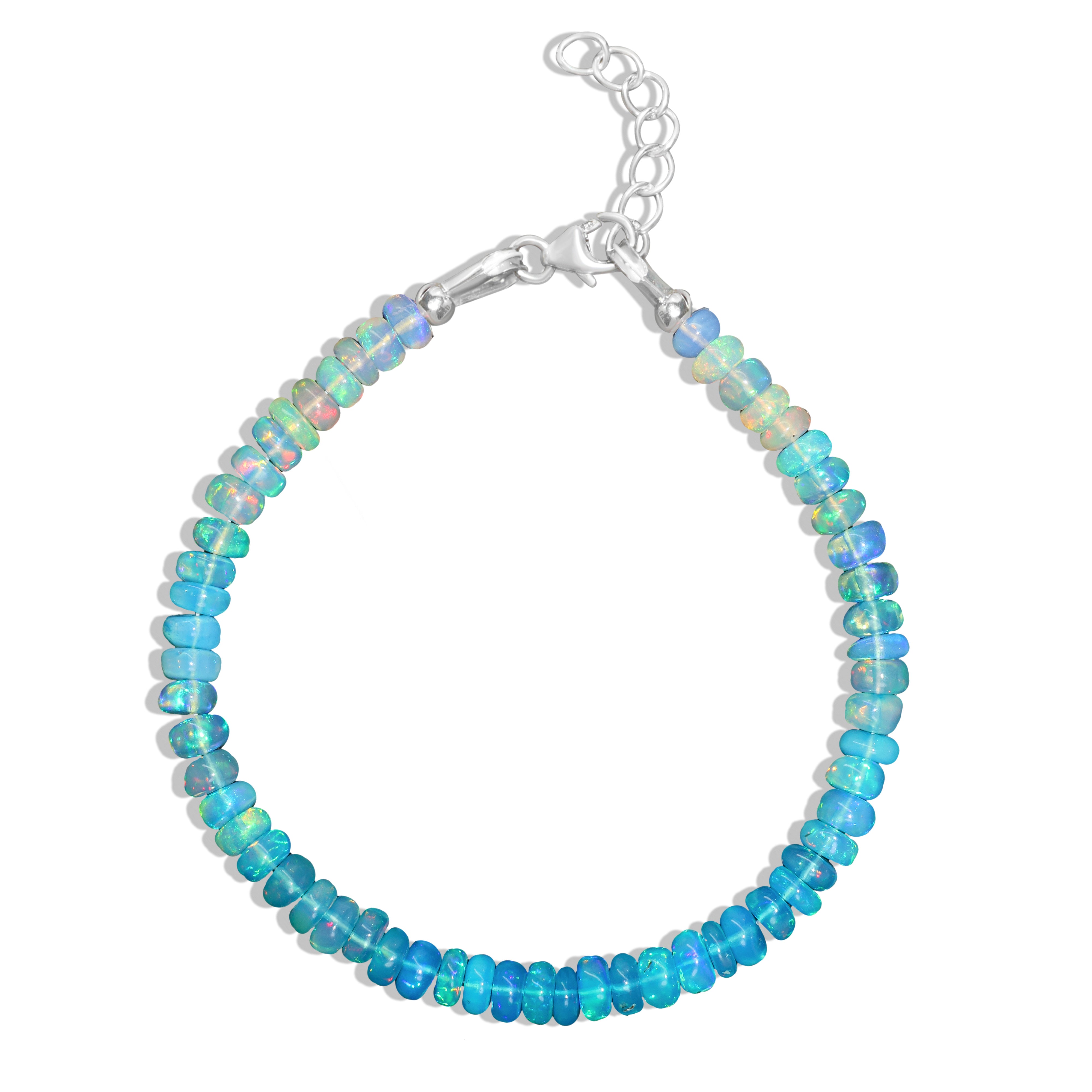 Natural Paraiba Opal Beaded Bracelet with Plain Shaded Design - Authentic Birthstone Jewelry for Women | Perfect for Gifts, Weddings & Special Occasions
