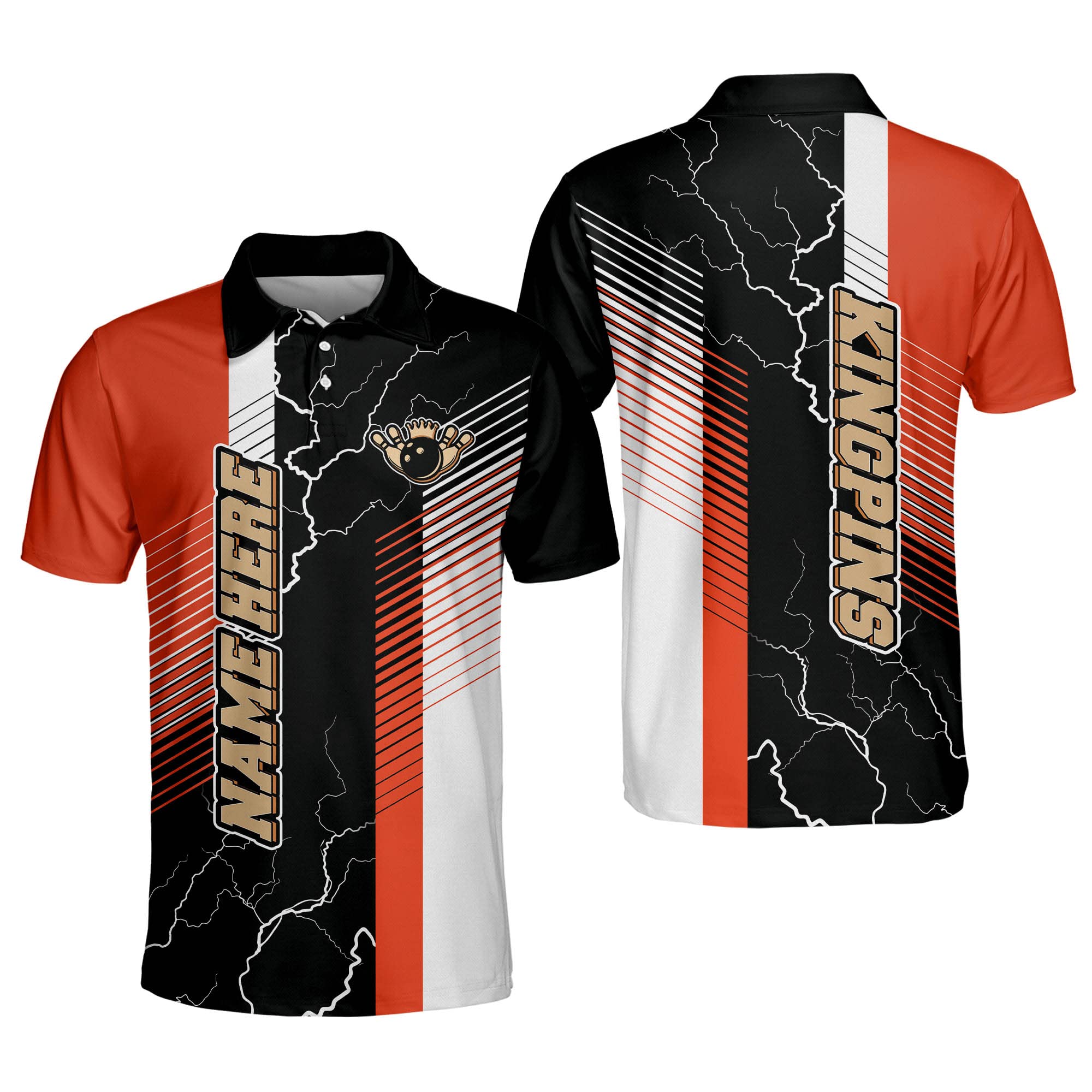 LASFOUR Custom Bowling Shirt for Men - Personalized Funny Team Polo Shirts, Breathable Short Sleeve Performance Shirt for Bowling League, Parties & Casual Wear