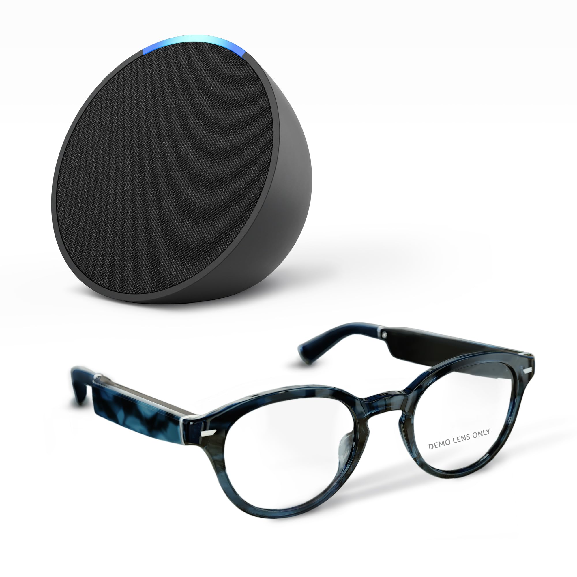 Amazon Echo Frames 3rd Gen with Echo Pop - Alexa Enabled Smart Glasses, Blue Tortoise Round Frames with Prescription Ready Lenses | Hands-Free Voice Control for Calls, Music & Smart Home (Ideal for Driving, Working & Active Lifestyles)