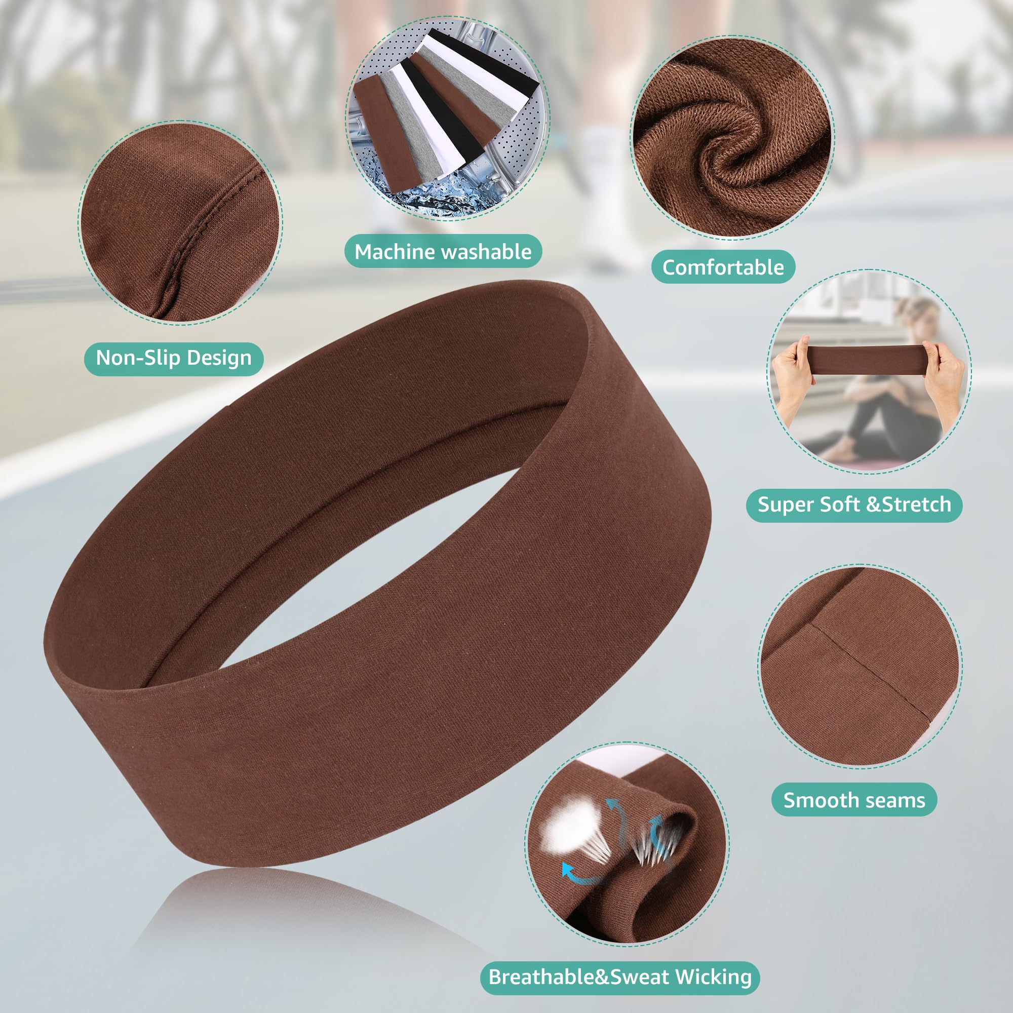 Non-Slip Headbands for Women - Soft Stretchy Cotton Sports Hair Bands for Yoga, Running & Outdoor Activities - Comfortable Workout Headwear for Active Lifestyles