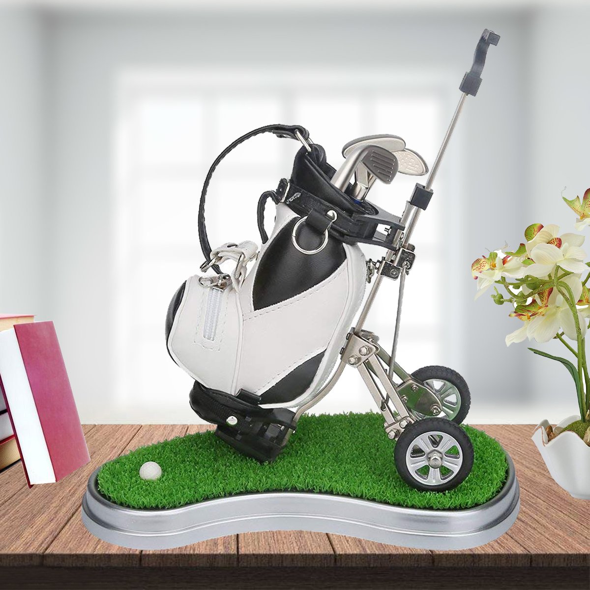Premium Golf Bag Pen Holder - 3-Piece Aluminum Golf Pencil Organizer for Men | Perfect Golf Gifts & Office Desk Accessories for Golf Enthusiasts