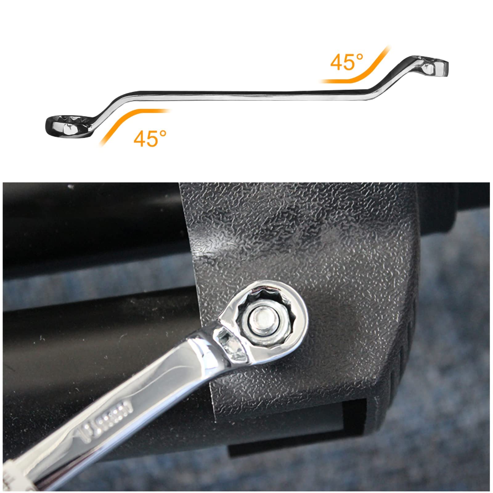 Larcele 45-Degree Offset Box Wrench Set - 6mm & 7mm Metric - CR-V Steel - Professional Automotive & Bike Repair Tool - Perfect for Tight Spaces & DIY Projects