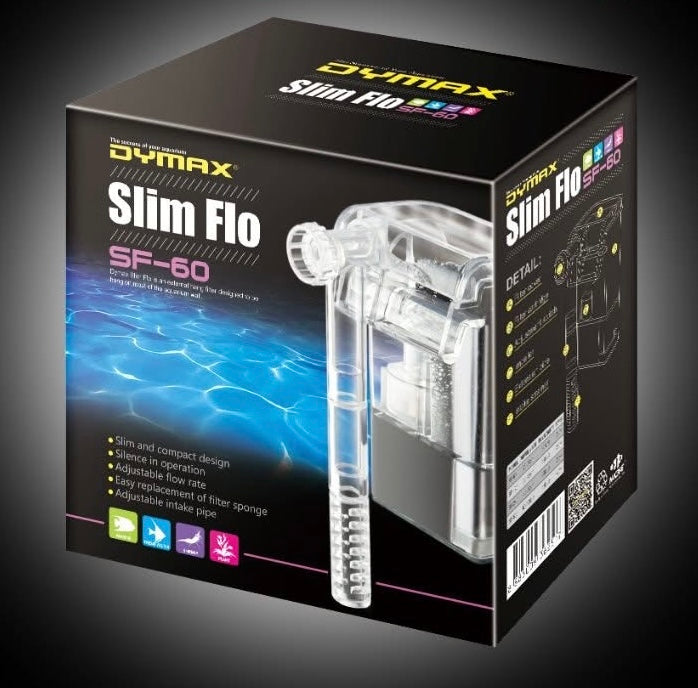 Dymax Slim Flo Hang On Filter SF 60 - 60L/h Flow Rate for 10L Aquariums - Perfect for Small Fish Tanks, Nano Aquascapes & Betta Fish Habitats