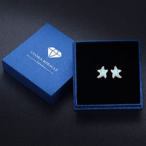 925 Sterling Silver Starfish Earrings with Synthetic Opal - Hypoallergenic Beach Stud Earrings for Women | Perfect for Summer Vacations, Beach Weddings & Boho Fashion