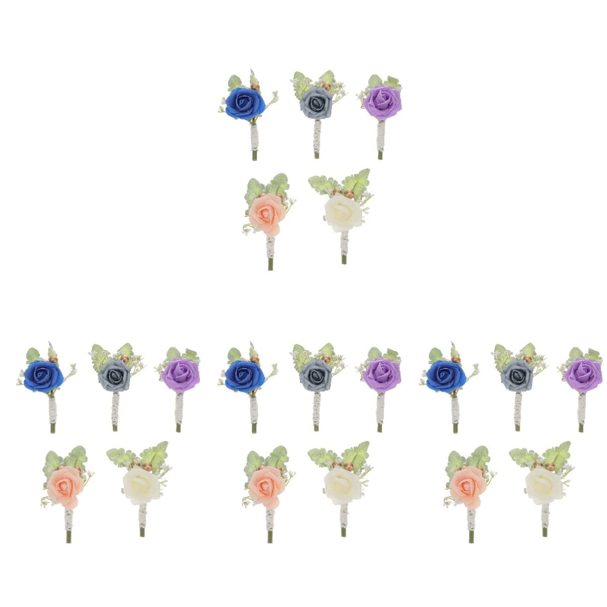 20Pcs Wedding Boutonnieres for Groom - Bridal Flower Brooch Pins for Ceremony & Party Decor