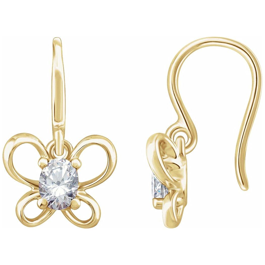 14K Yellow Gold April Birthstone Butterfly Angel Wing Stud Earrings for Women - Elegant Jewelry Gift for Birthday, Anniversary & Special Occasions