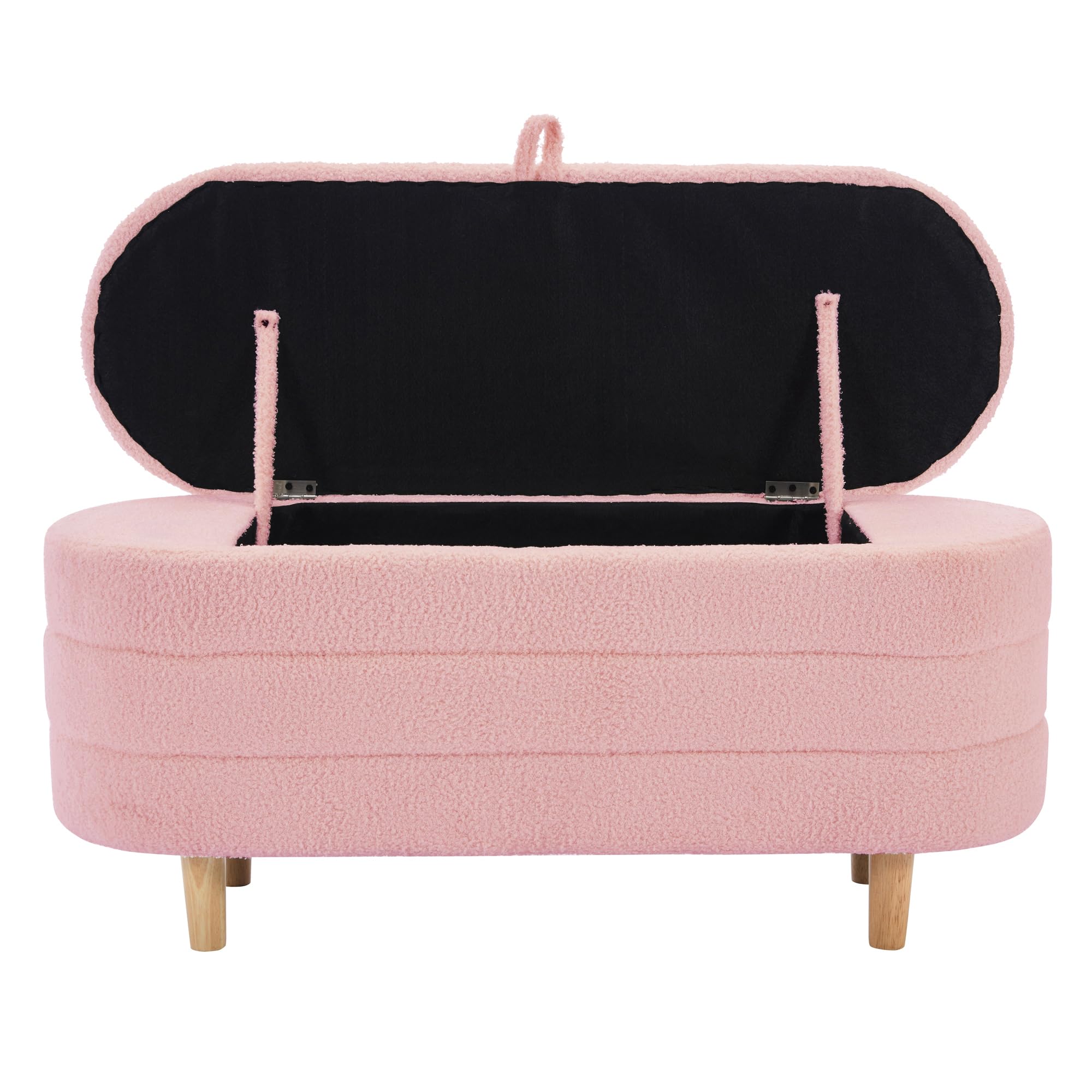 SOFTSEA Full Size Upholstered Platform Bed with LED Lights & Storage Ottoman - 2 Piece Pink Bedroom Furniture Set for Girls, Teens & Adults | Modern Bed Frame with Underbed Storage & Nightstand Alternative | Perfect for Small Spaces, Dorm Rooms & Master Bedrooms