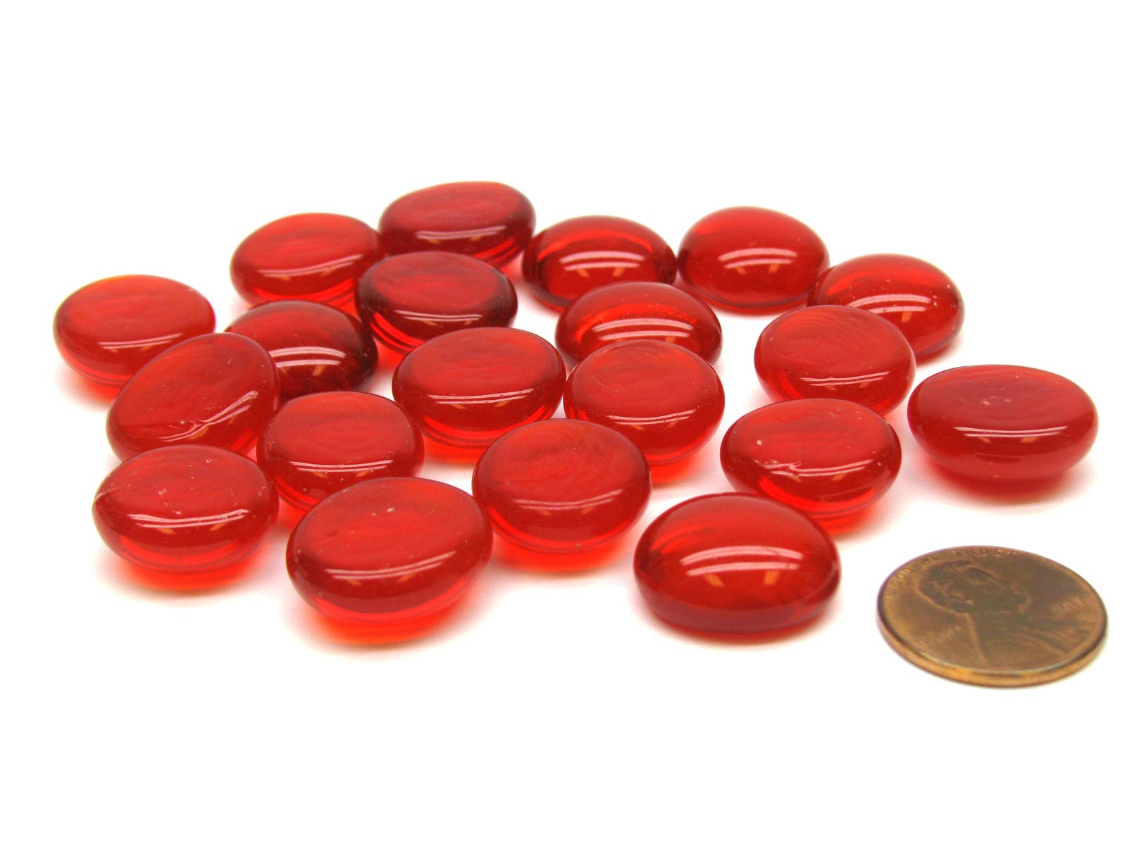 Koplow Games 20-Piece Life Stone Gaming Glass Stones - Red for Board Games, Poker Chips, and DIY Crafts