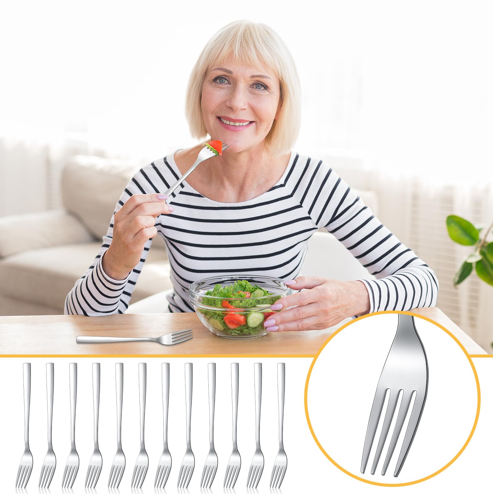 100-Piece Minatee Stainless Steel Dinner Forks Set - 6.9