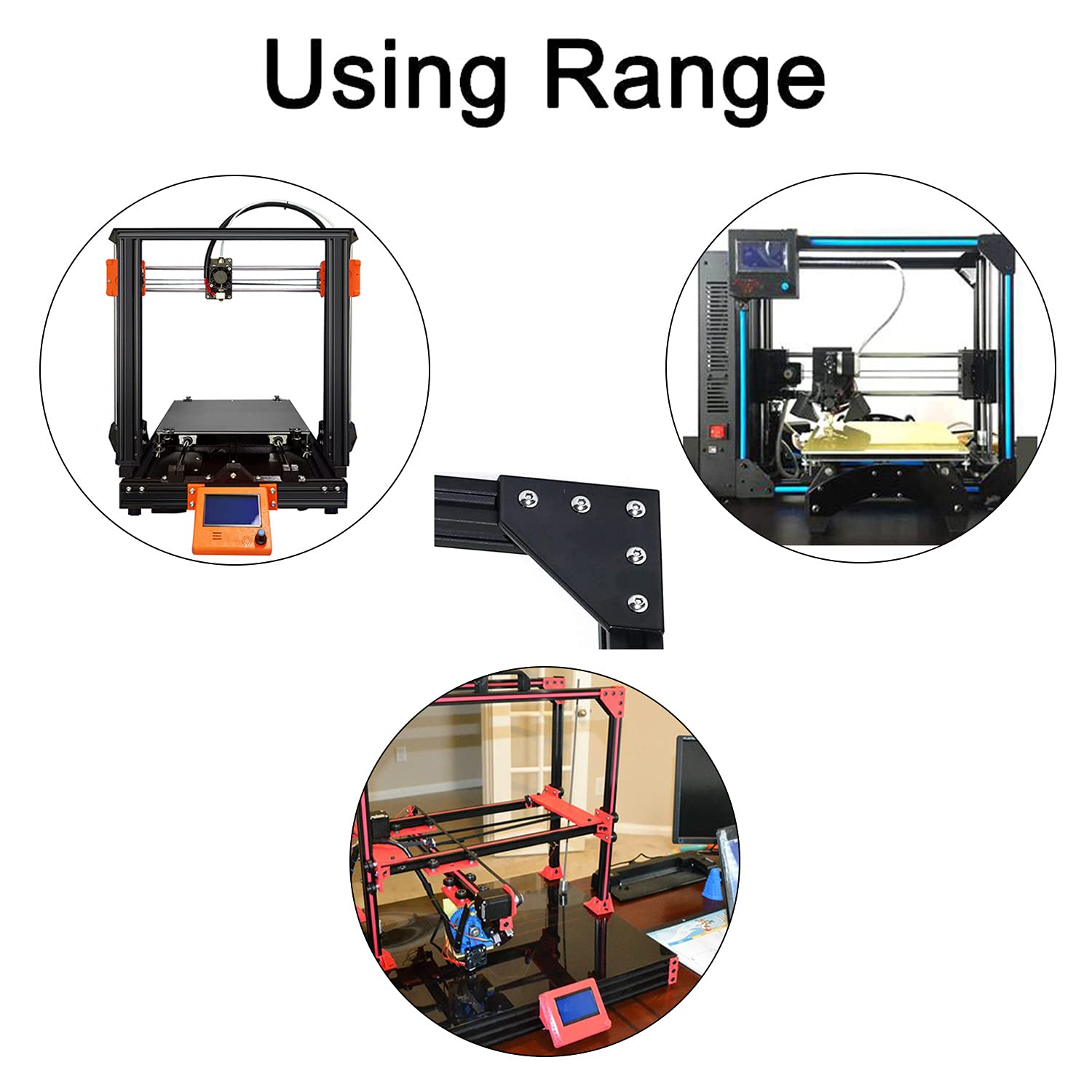 Aopin 2020 Series 5-Hole Black Anodized Aluminum Alloy Extrusion Bracket - 4Pcs for 3D Printer Frame, CNC Machine, Robotics & DIY Projects