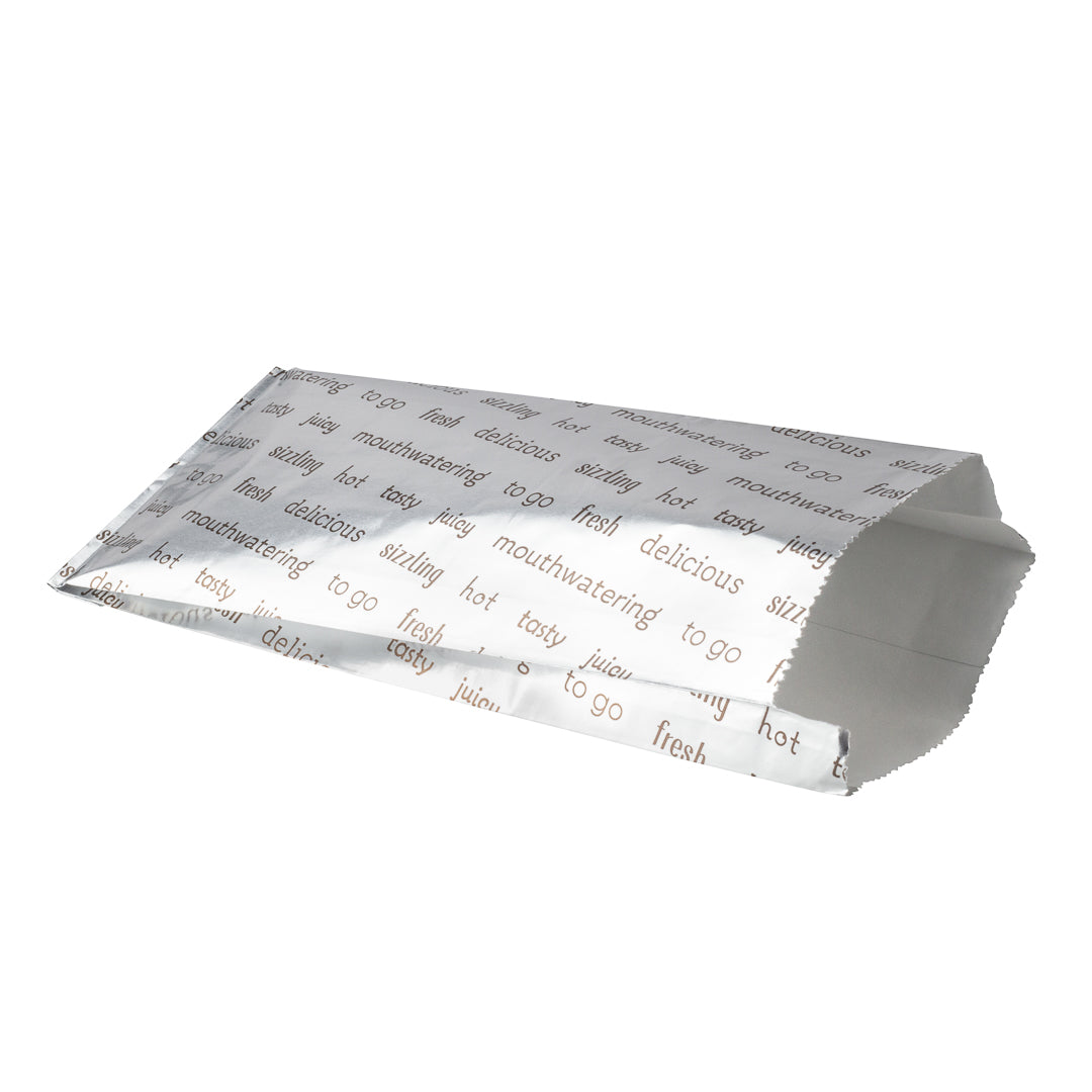 Eco-Friendly Small Hot Dog Foil Bags - 3 3/4 x 1 1/4 x 9 Inches, 100 Count Box - Perfect for Food Trucks, Concession Stands & Party Snacks