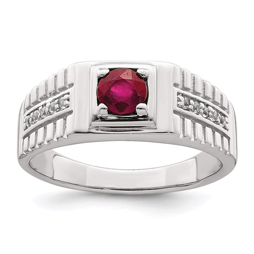 925 Sterling Silver Men's African Ruby & White Topaz Ring - Handcrafted Fine Jewelry for Men, Wedding Band, Anniversary Gift, Birthday Present for Him - Perfect for Special Occasions & Everyday Wear