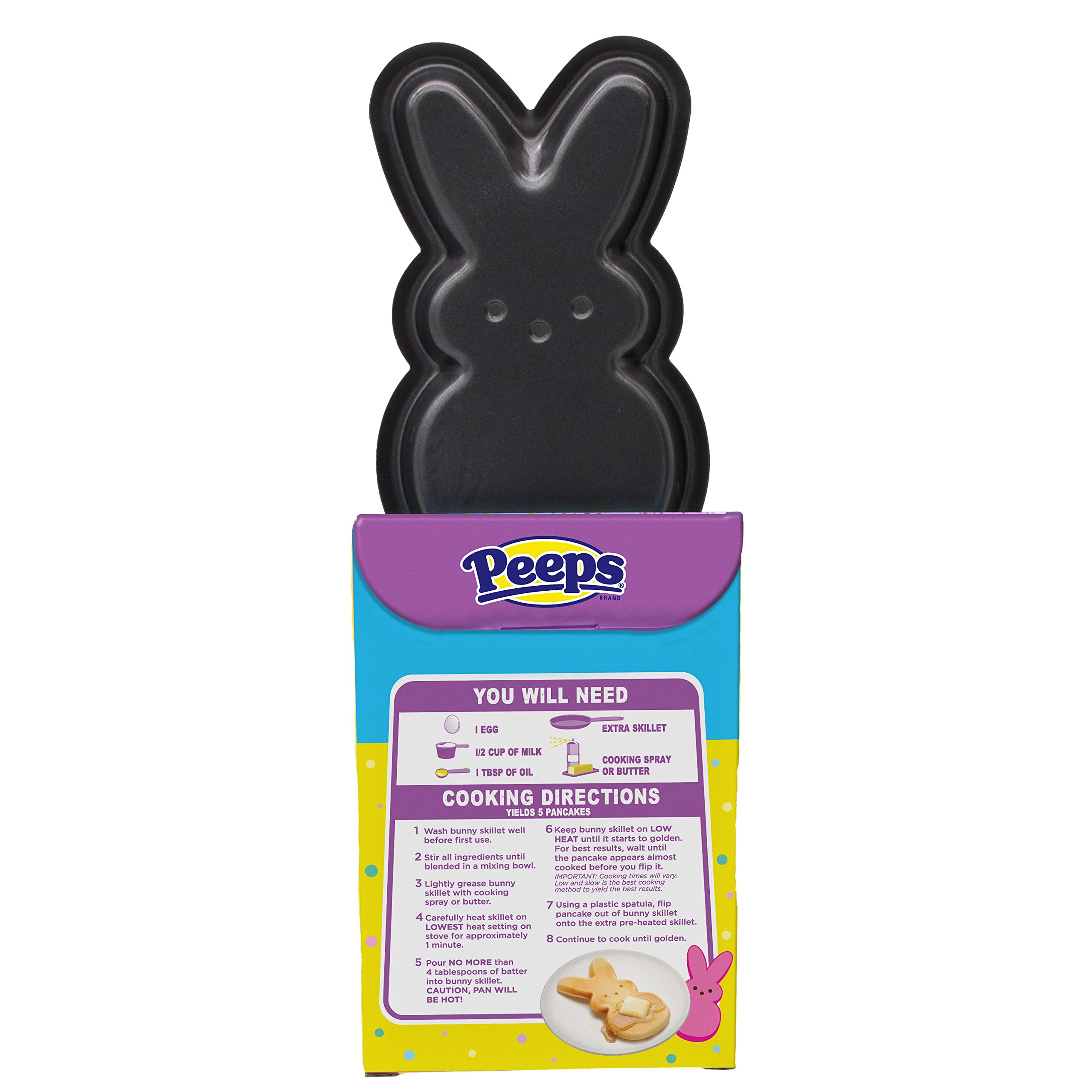 Frankford Candy PEEPS Bunny Buttermilk Pancake Gift Set - Includes Pancake Mix & Bunny Shaped Skillet - Easter Basket Stuffer for Kids - Perfect for Easter Breakfast, Holiday Gifting & Family Cooking Fun