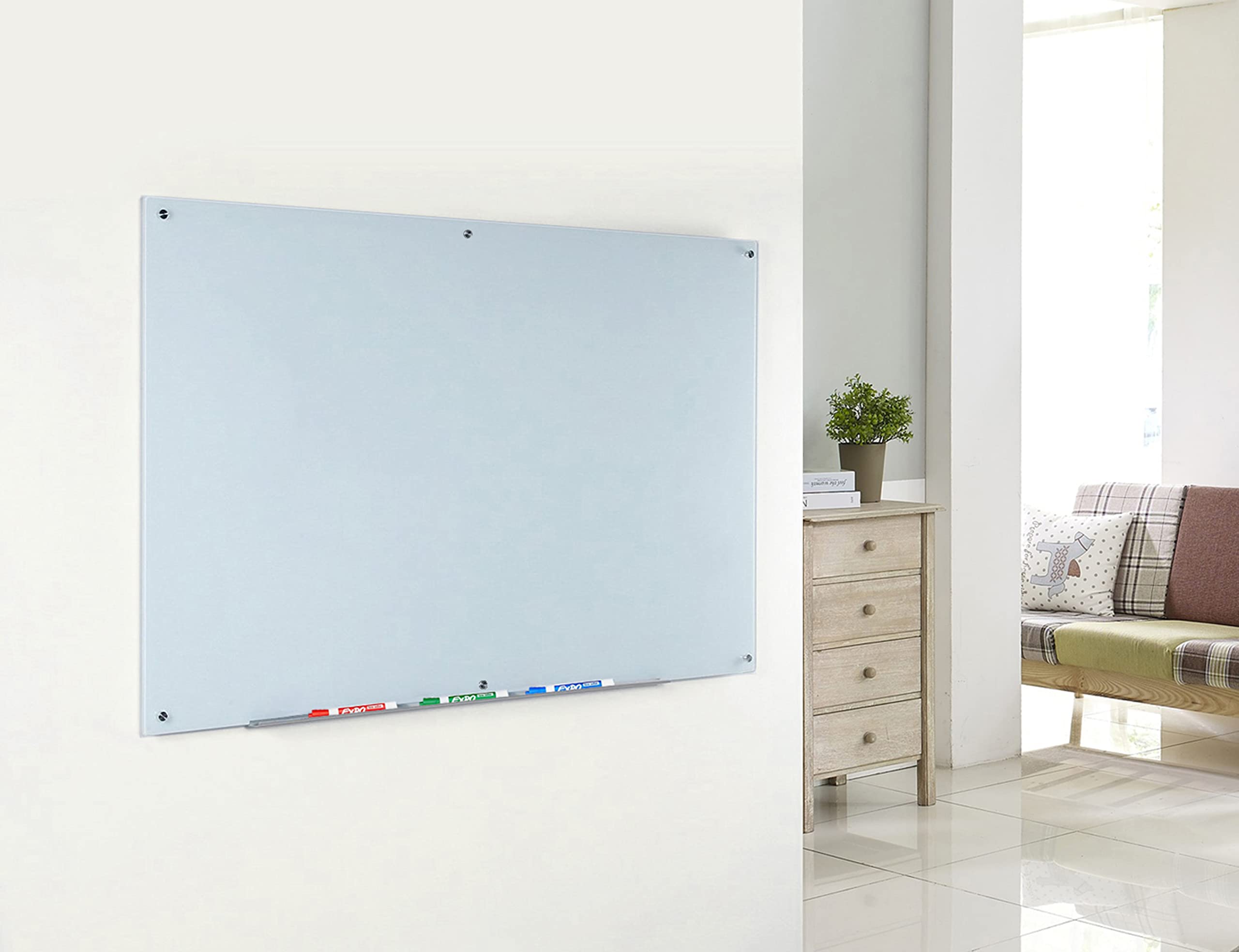 Premium Magnetic Glass Dry-Erase Board Set - 6' x 3' Whiteboard with Markers, Magnets & Marker Tray - Perfect for Office Meetings, Classroom Teaching & Home Organization (Wall Mount Hardware Included)