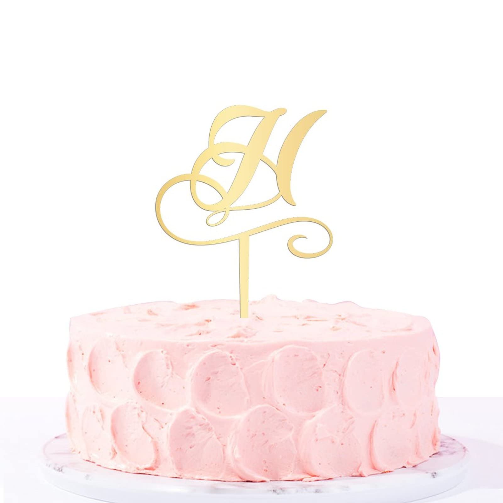 Personalized Gold Acrylic Monogram Cake Topper - Letter H Wedding Cake Decoration for Rustic Weddings, Birthdays & Parties - Custom Initials for Elegant Celebrations