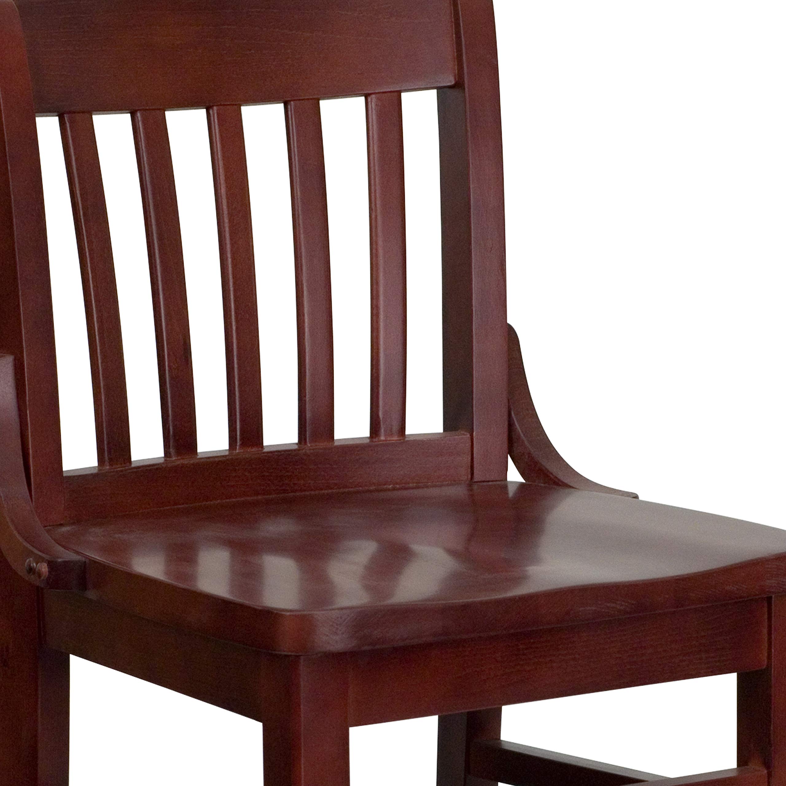 EMMA + OLIVER School House Barstool - Solid Mahogany Wood Counter Height Stool with Back Support - Perfect for Kitchen Islands, Breakfast Bars & Home Bars