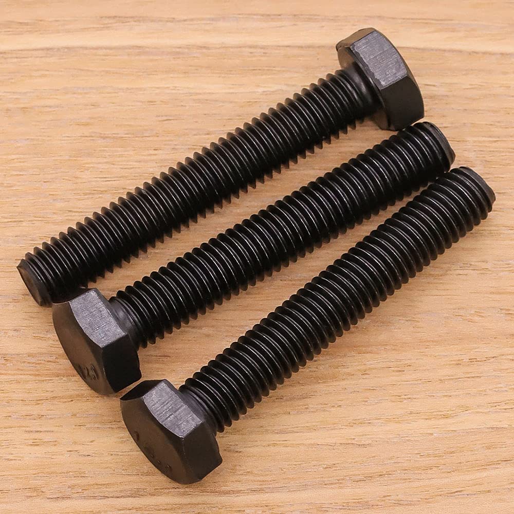 High Strength M12-1.75 x 60mm Hex Bolts - 12.9 Grade Alloy Steel with Black Oxide Finish - Full Thread Coarse UNC Hex Head Bolts (8-Piece Set) - Ideal for Automotive, Machinery & Heavy-Duty Construction Applications