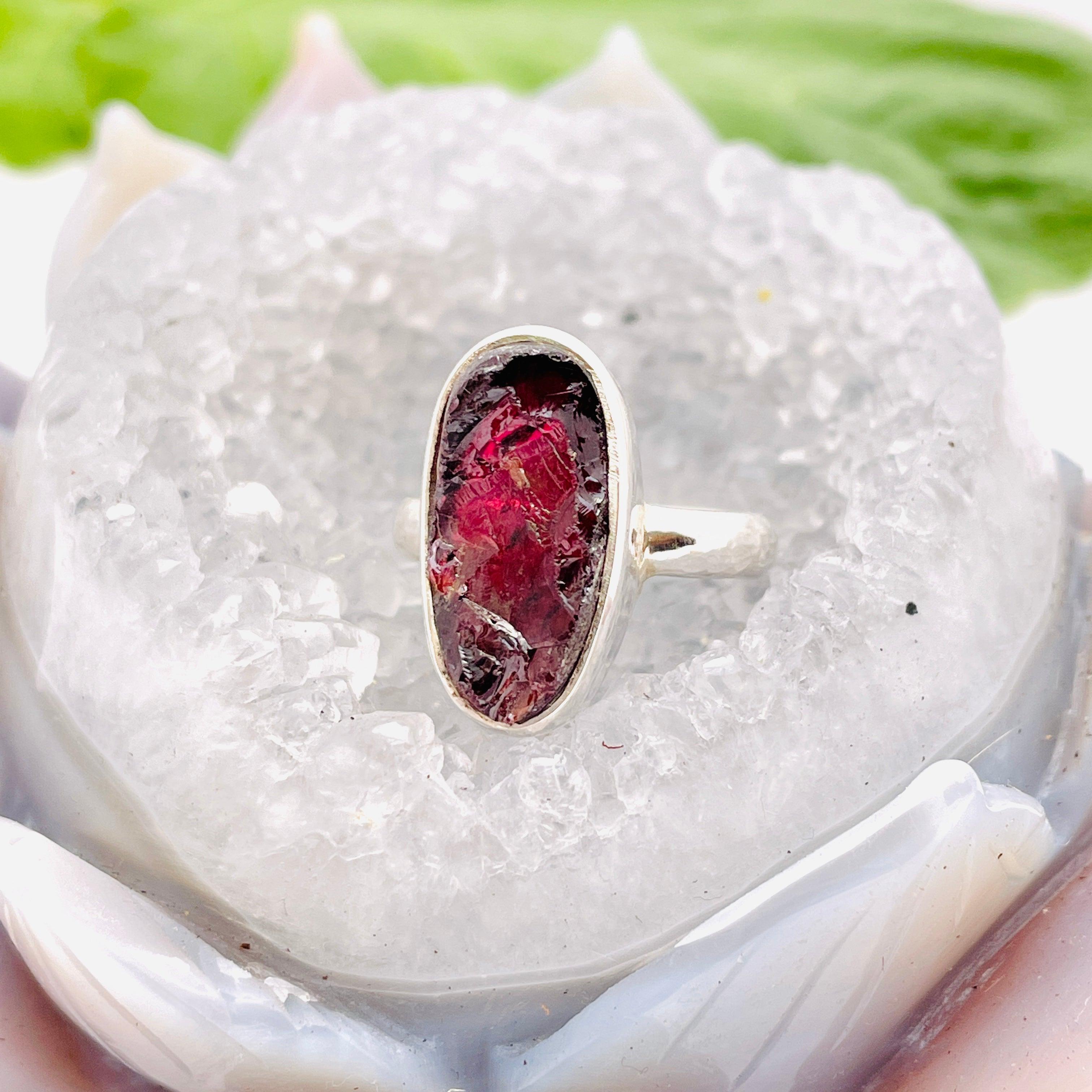 Natural Garnet Raw Stone Ring Size 8 - Handmade Bohemian Jewelry for Women, Gift for Her - Perfect for Boho Fashion, Wedding & Special Occasions
