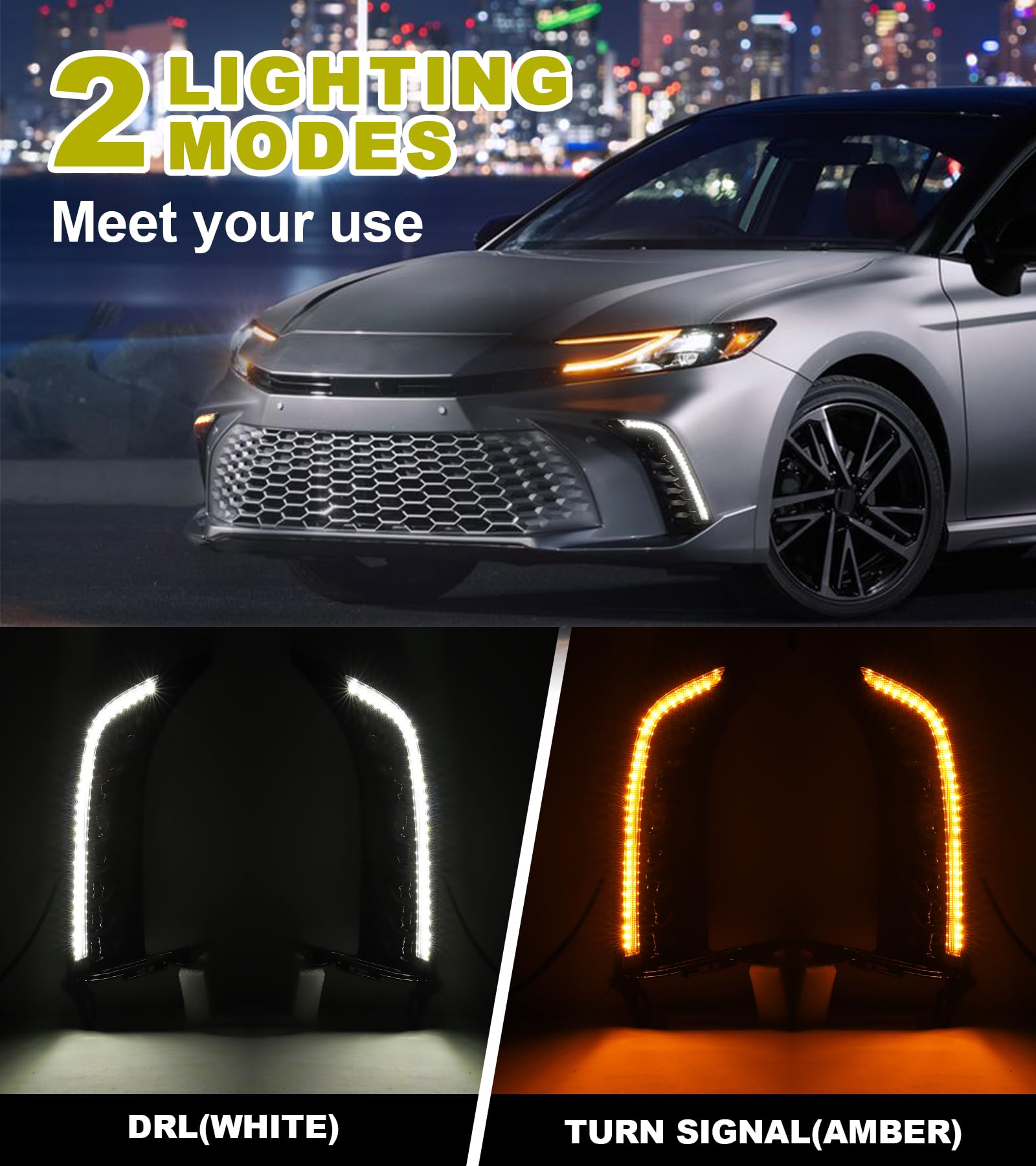 2025 Toyota Camry SE XSE DRL Fog Lights with Turn Signals - 9th Generation Camry Accessories | Daytime Running Lights & Front Bumper Accent Lights (Not Fit LE XLE) | Perfect for Night Driving & Custom Car Styling