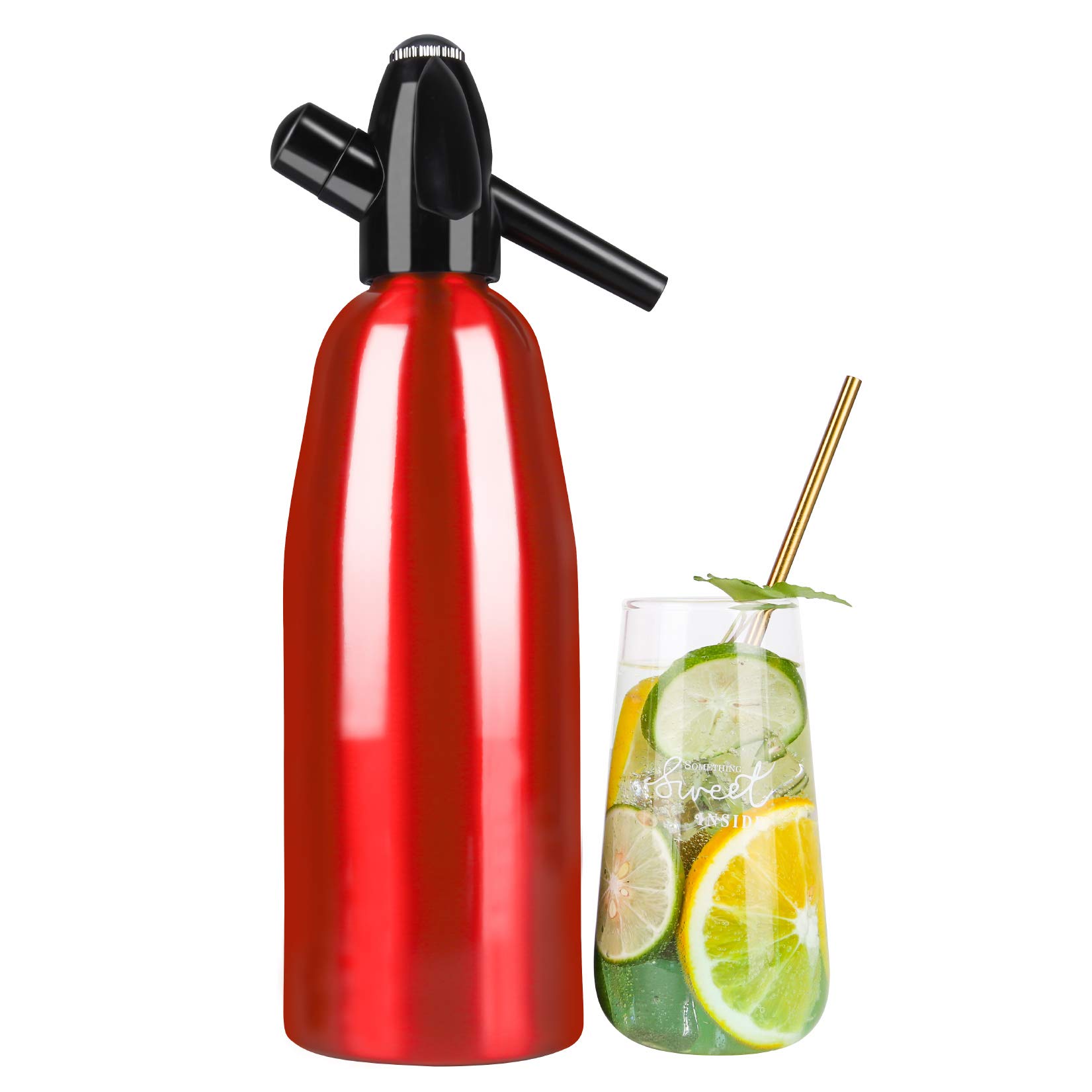 Premium 1L Alloy Soda Siphon - Home Sparkling Water Maker with 8g CO2 Cartridges | Perfect for Cocktails, Mocktails & Refreshing Homemade Carbonated Drinks