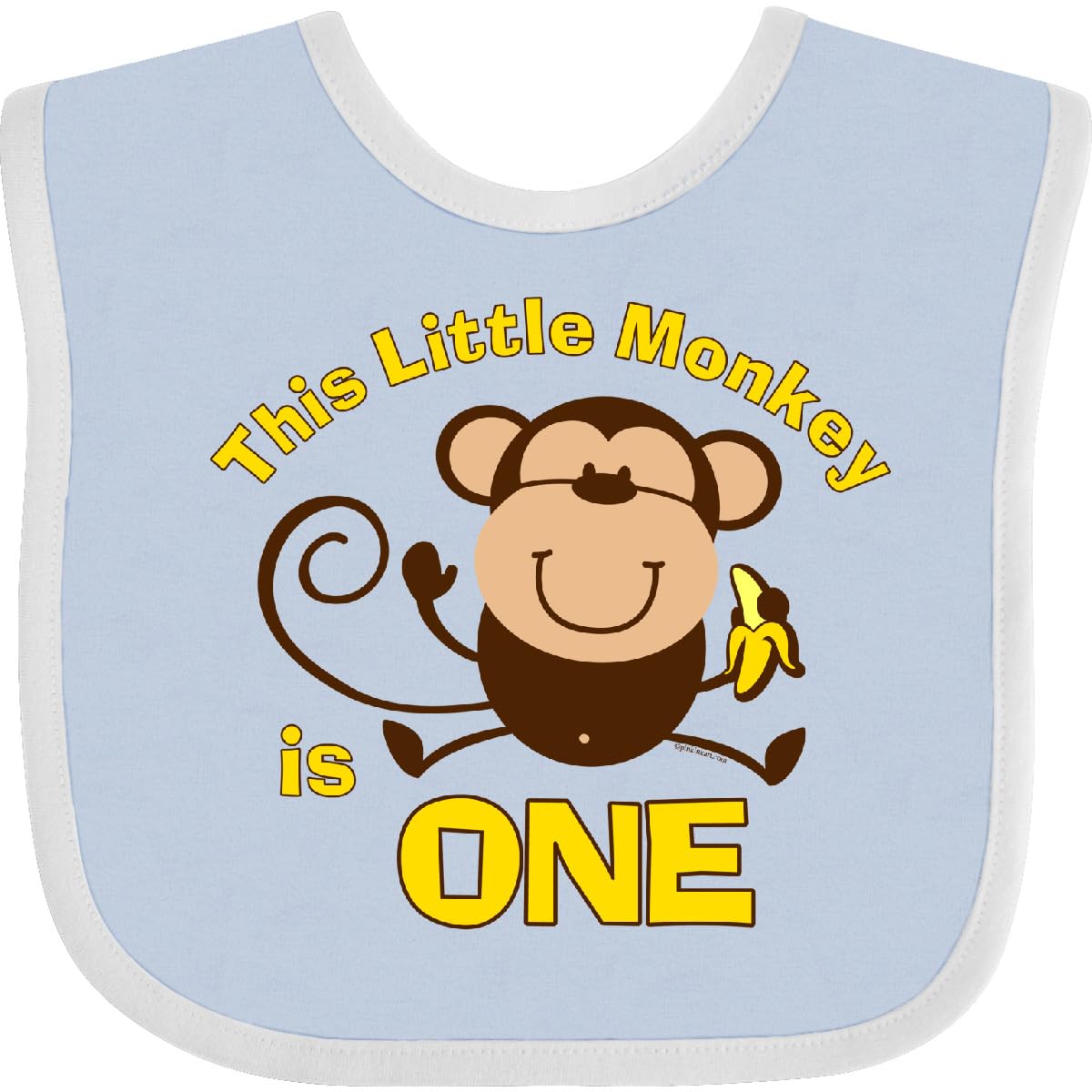 Inktastic Little Monkey 1st Birthday Bib for Baby Boys - Adorable Monkey Design for 1 Year Old Birthday Party, Baby Shower Gift & Photo Prop